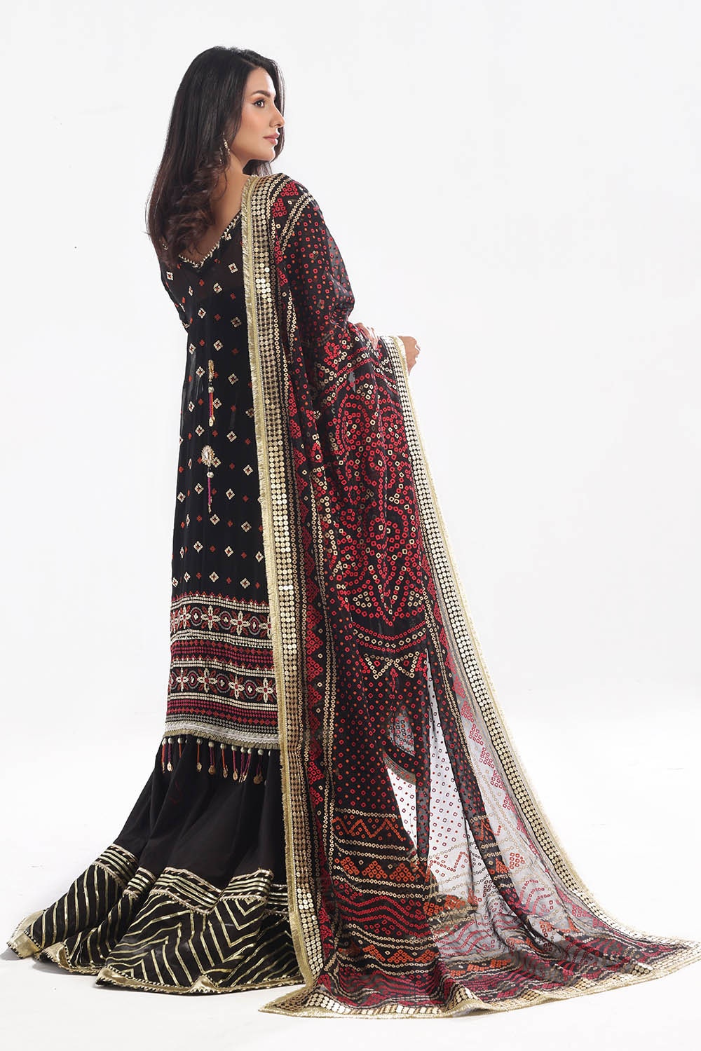 Gul Ahmed | Chunri Lawn 25 | BM-52011 S Black Chiffon