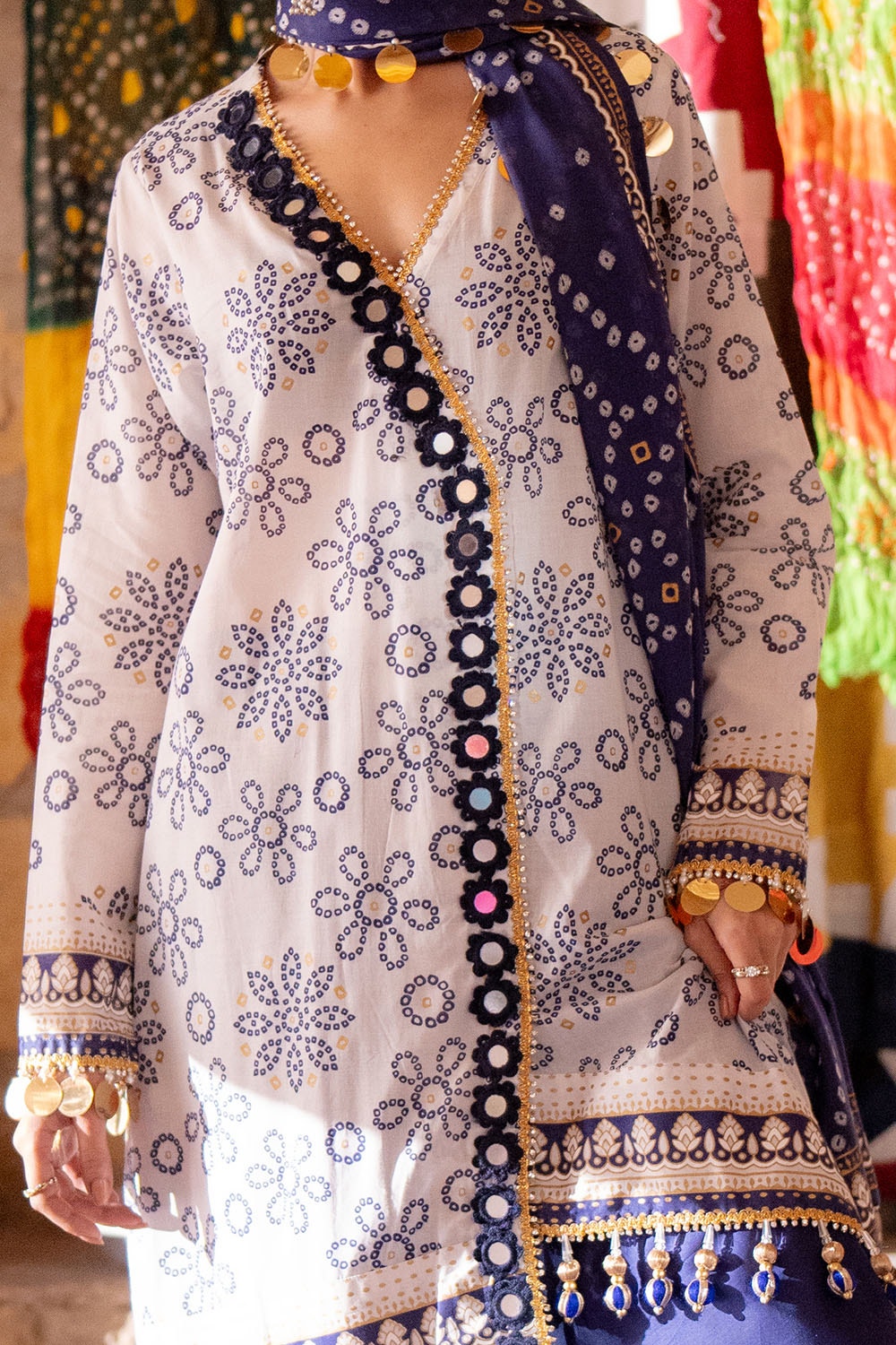Gul Ahmed | Chunri Lawn 25 | CL-52411 B M Off White Lawn