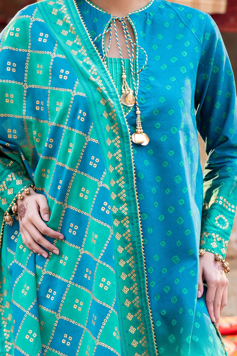 Gul Ahmed | Chunri Lawn 25 | CL-52410 A M Sea Green Lawn