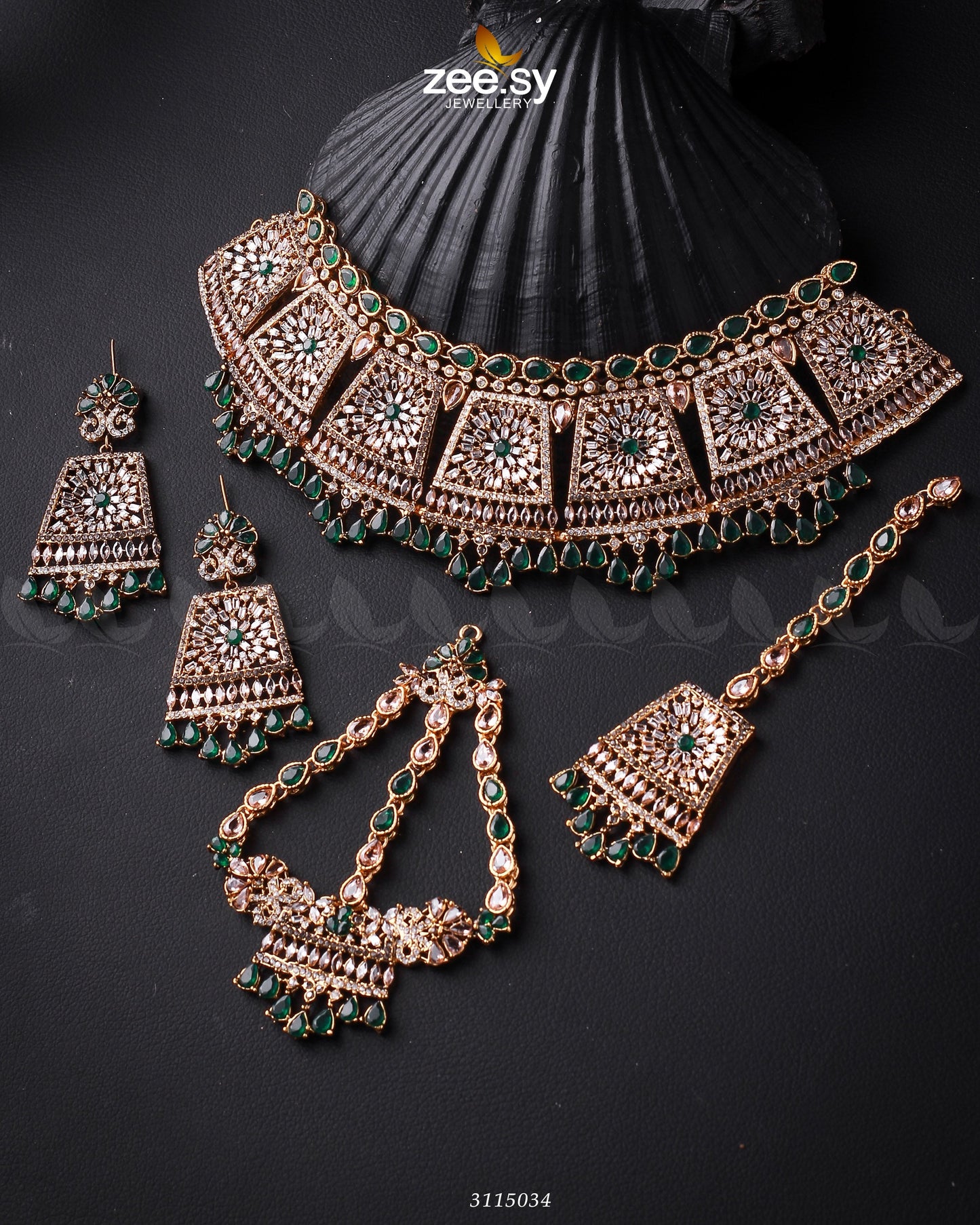 Royal Bridal Set Golden Green