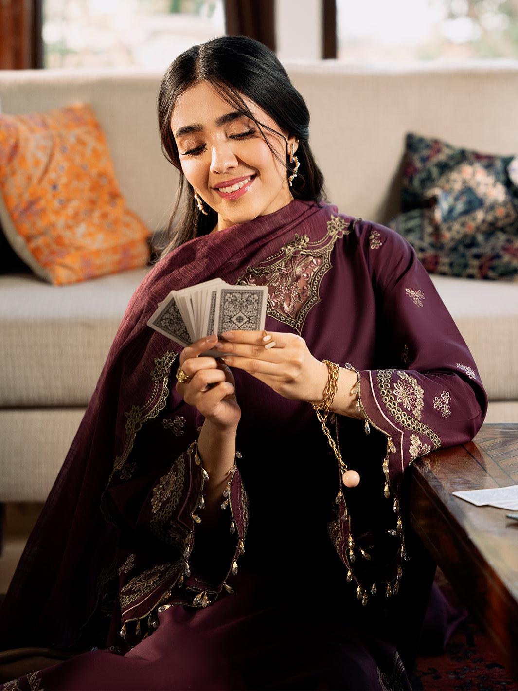 Izel | Mahveen Festive Lawn 25 | HANA M Dark Plum Lawn