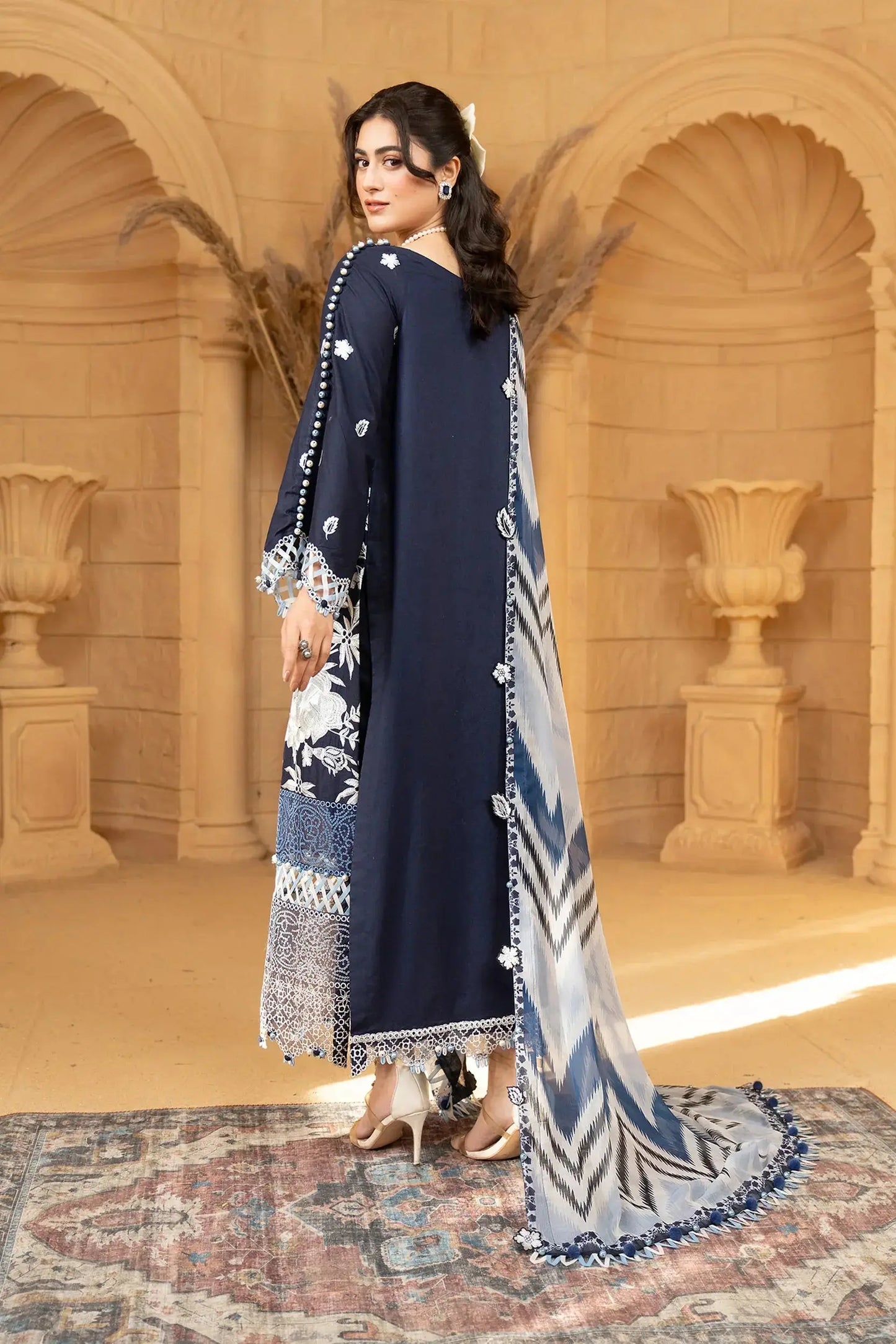 Hemstitch | Summer Luxury Lawn 24 | Ice Blue - Pakistani Designer Dress - by Hemstitch | Type: Luxury - 100% Original at Saira Sultan