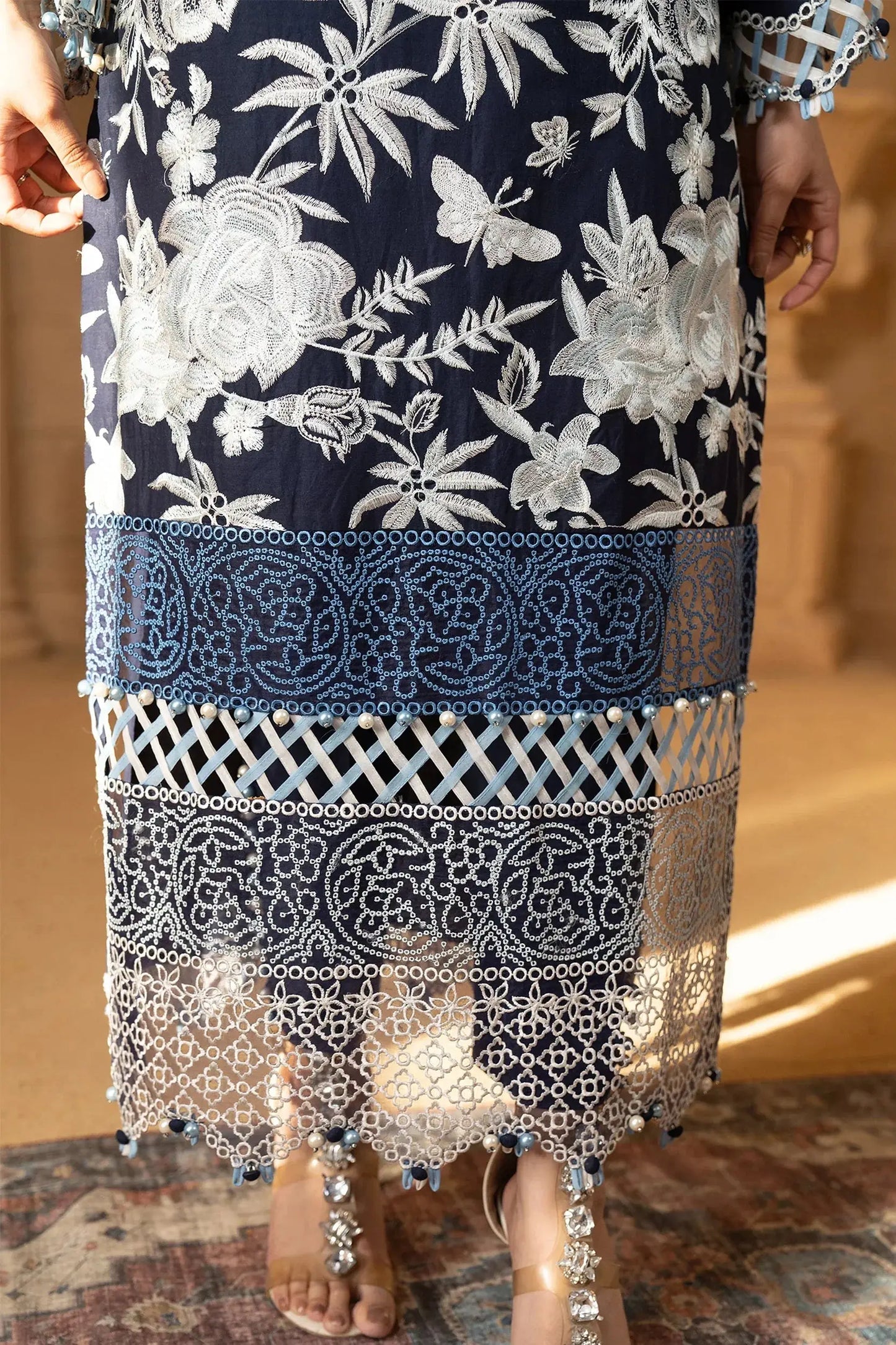 Hemstitch | Summer Luxury Lawn 24 | Ice Blue - Pakistani Designer Dress - by Hemstitch | Type: Luxury - 100% Original at Saira Sultan