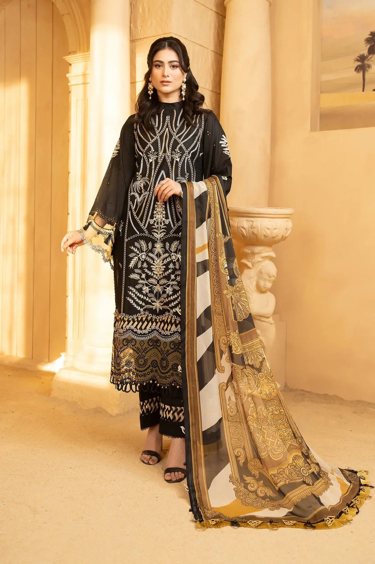 Hemstitch | Summer Luxury Lawn 24 | Cocoa - Pakistani Designer Dress - by Hemstitch | Type: Luxury - 100% Original at Saira Sultan