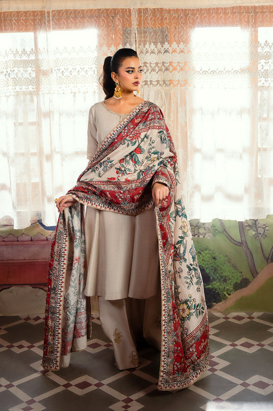 Saira Rizwan | Dahini Silk Pret | DUNE - SRLP01-25 XS Light Gray Raw Silk