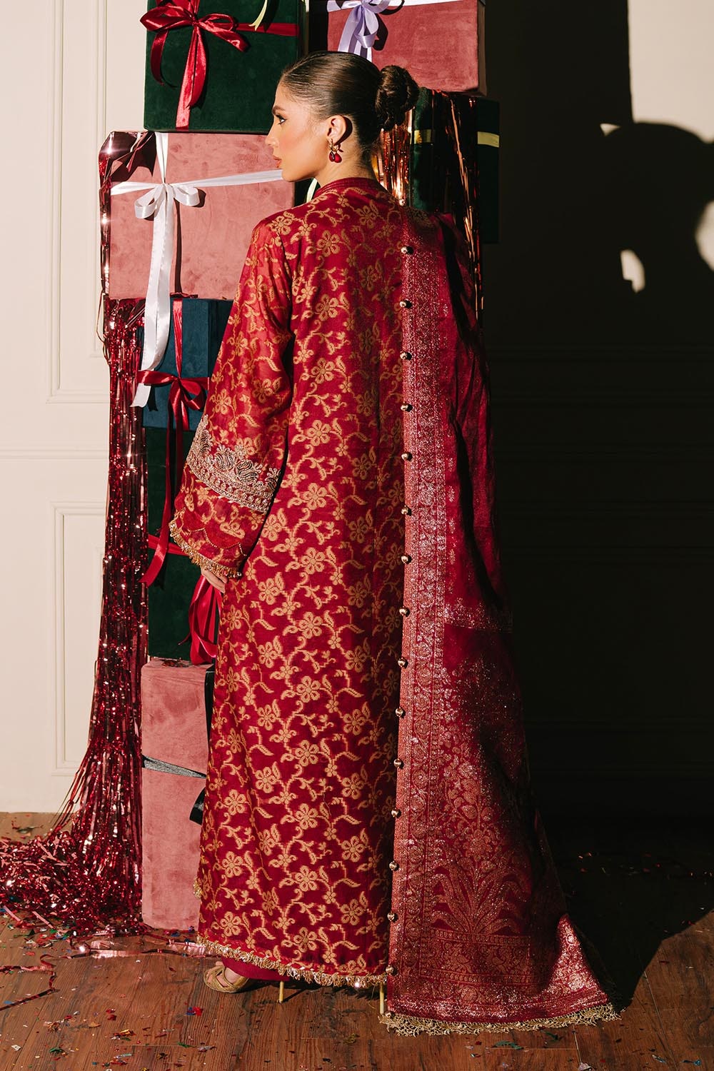 Gul Ahmed | Festive Eid 25 | FE-52073 S Red Jacquard