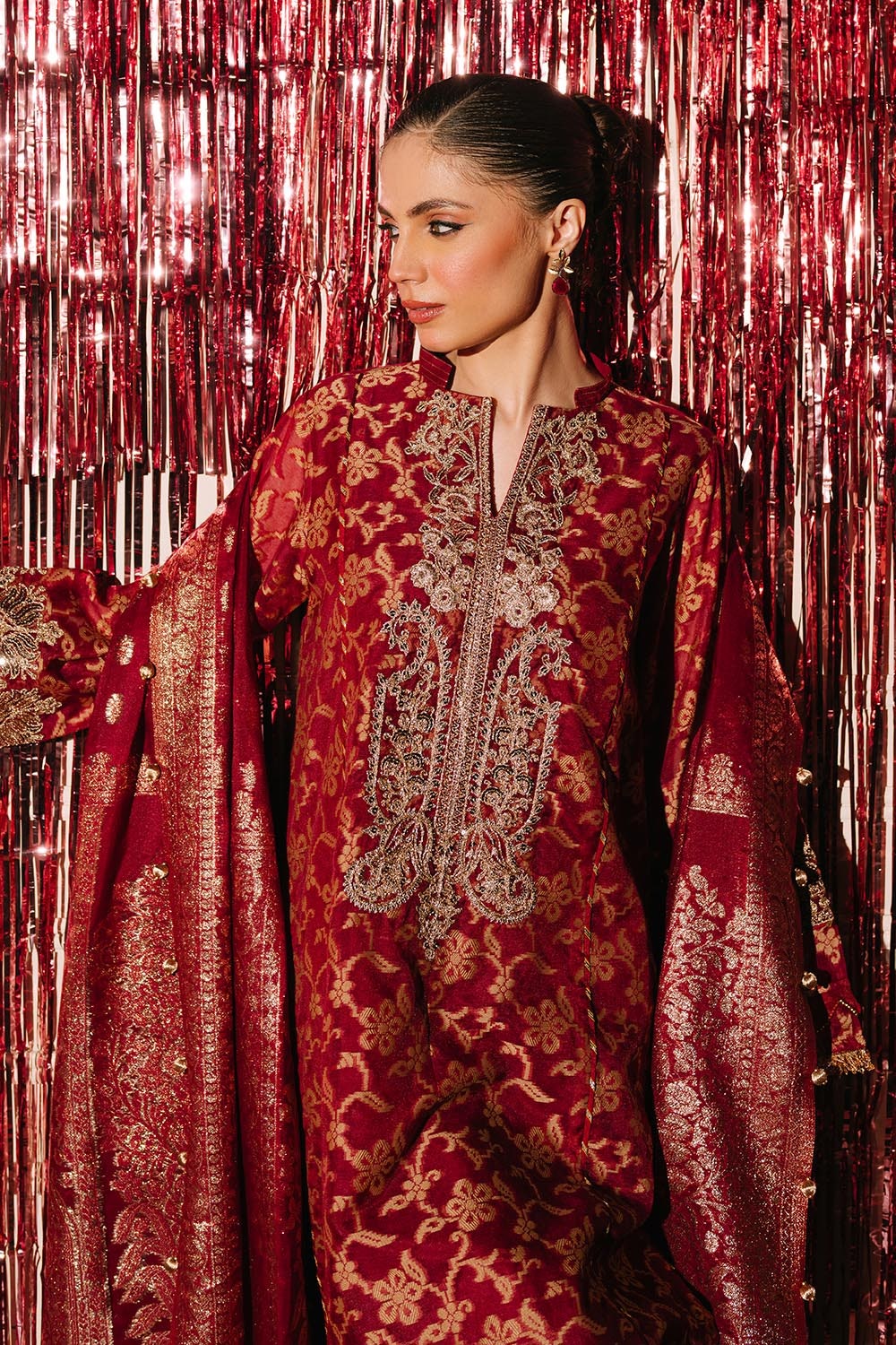 Gul Ahmed | Festive Eid 25 | FE-52073 L Red Jacquard