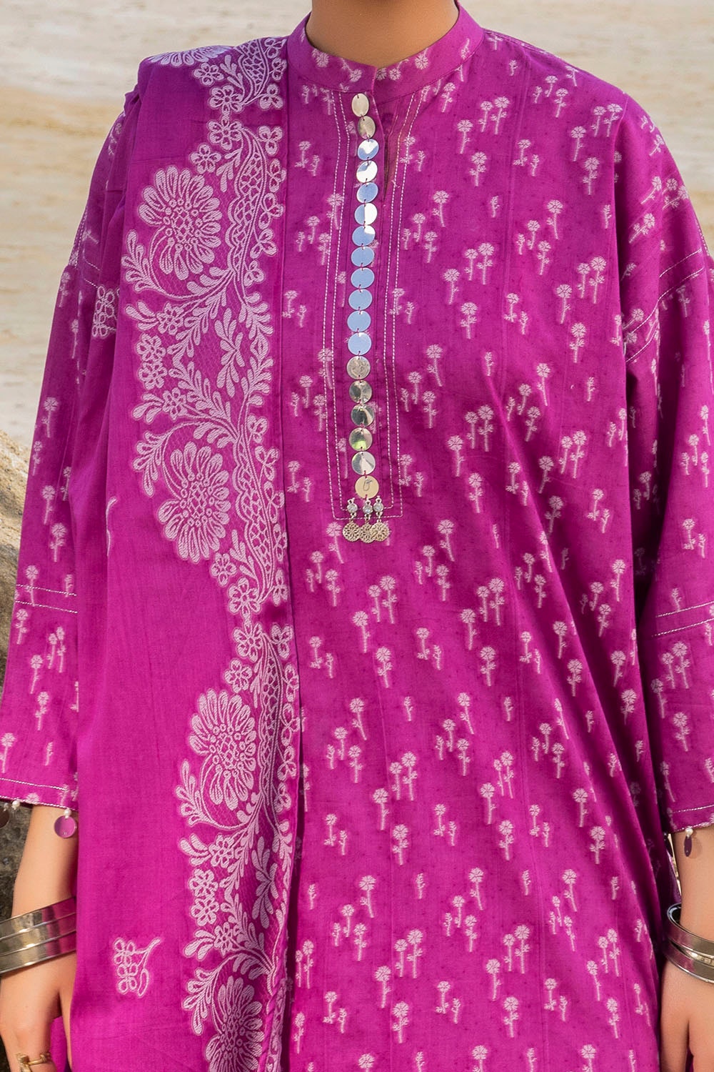Gul Ahmed | Taara 25 |JD-42010 M Magenta Jacquard