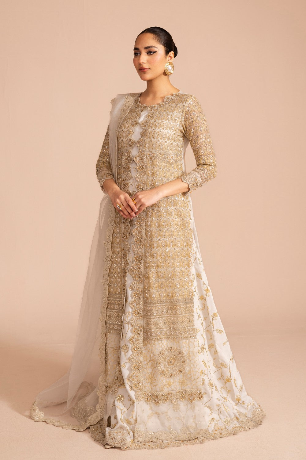 Maryum N Maria | Zircon Formals | JALEH - MS40076 S Ivory Net