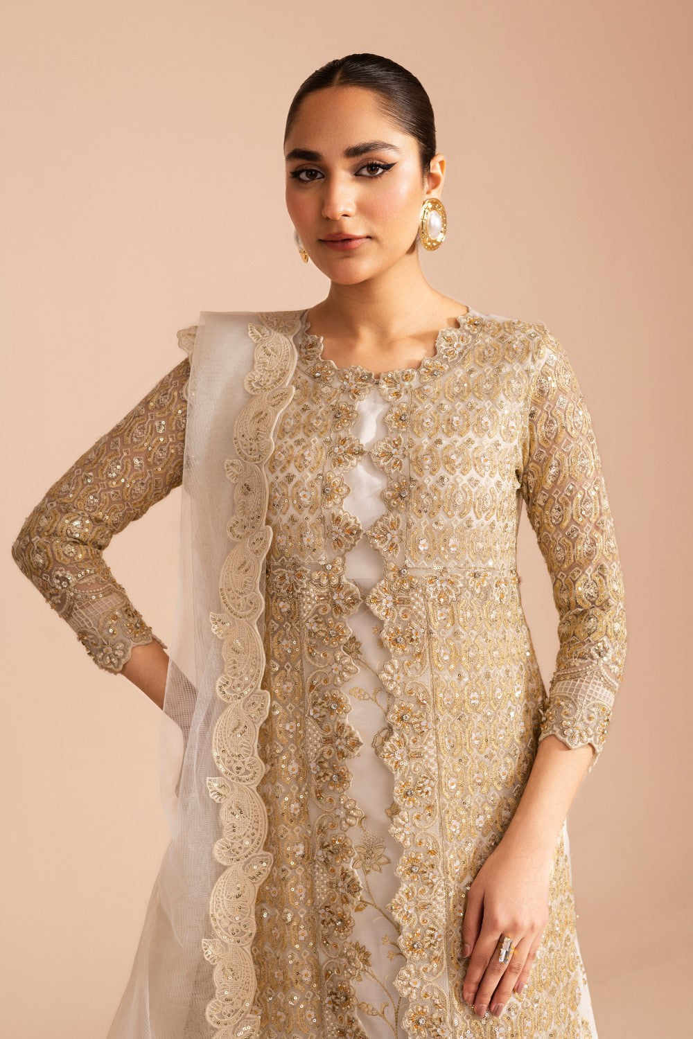 Maryum N Maria | Zircon Formals | JALEH - MS40076 M Ivory Net