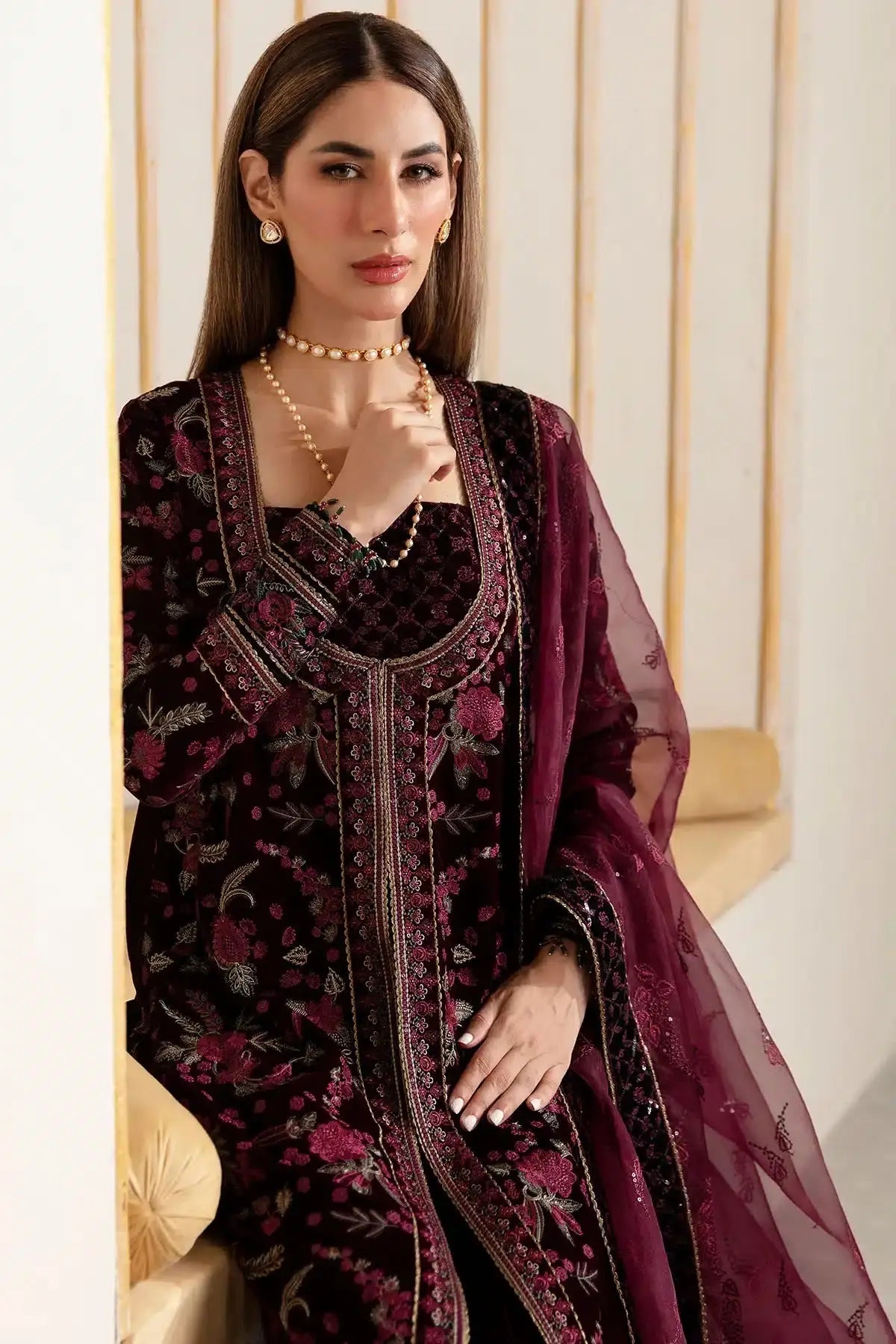 Jazmin | Velvet 23 | VF-2010 - Pakistani Designer Dress - by Jazmin | Type: Formal - 100% Original at Saira Sultan