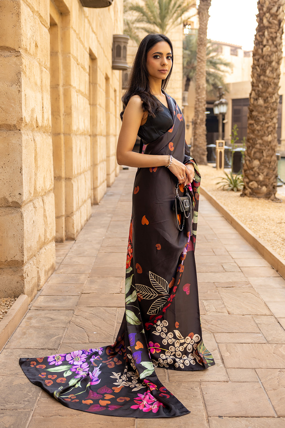 Saira Rizwan | Resort Collection 25 | VIOLA-SRRC06-25 Custom Size Black Charmeuse Silk