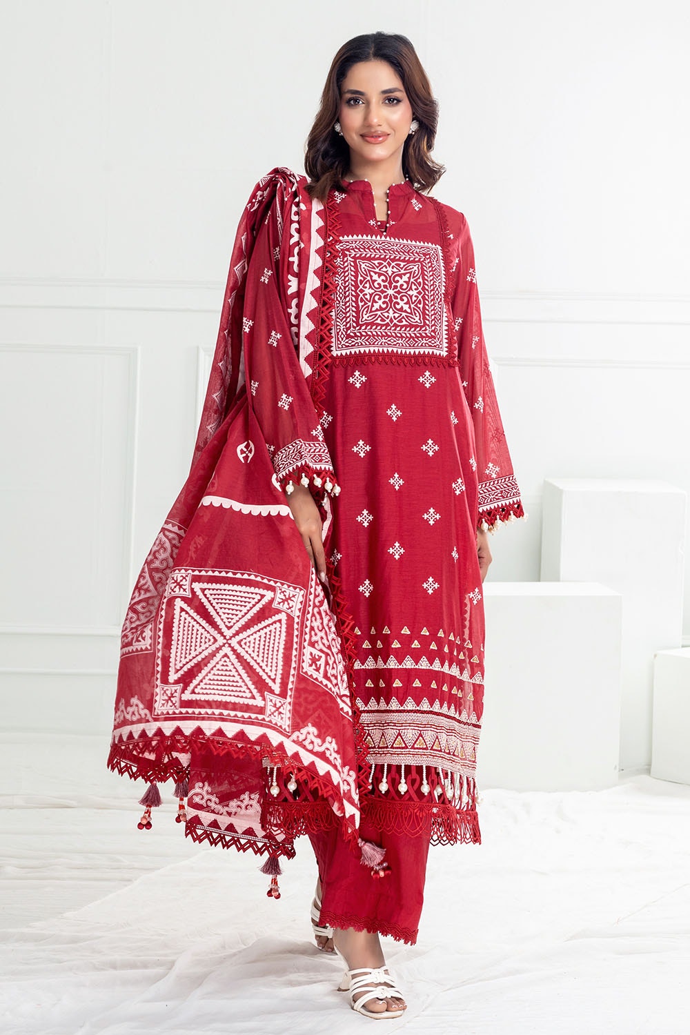 Gul Ahmed | Festive Capsule 25 | SP-52013 XS Haute Red Lawn