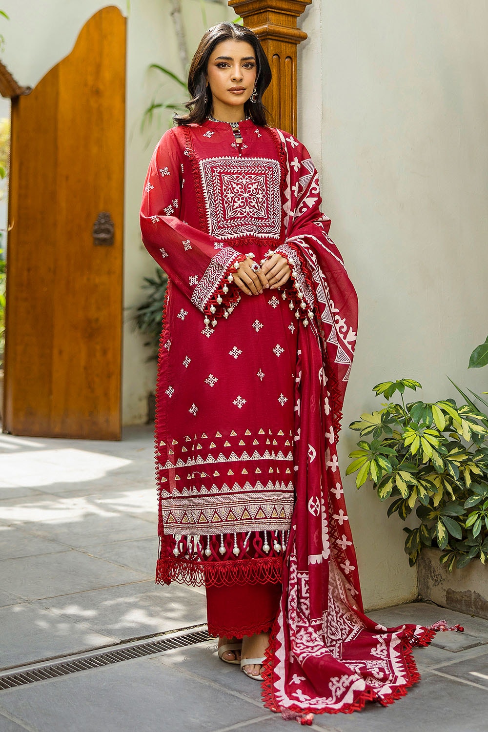 Gul Ahmed | Festive Capsule 25 | SP-52013 XL Haute Red Lawn