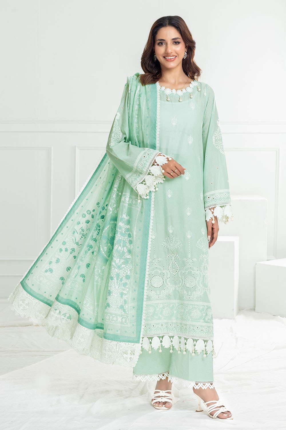 Gul Ahmed | Festive Capsule 25 | SP-52052 XS Light Ferozi Gray Lawn