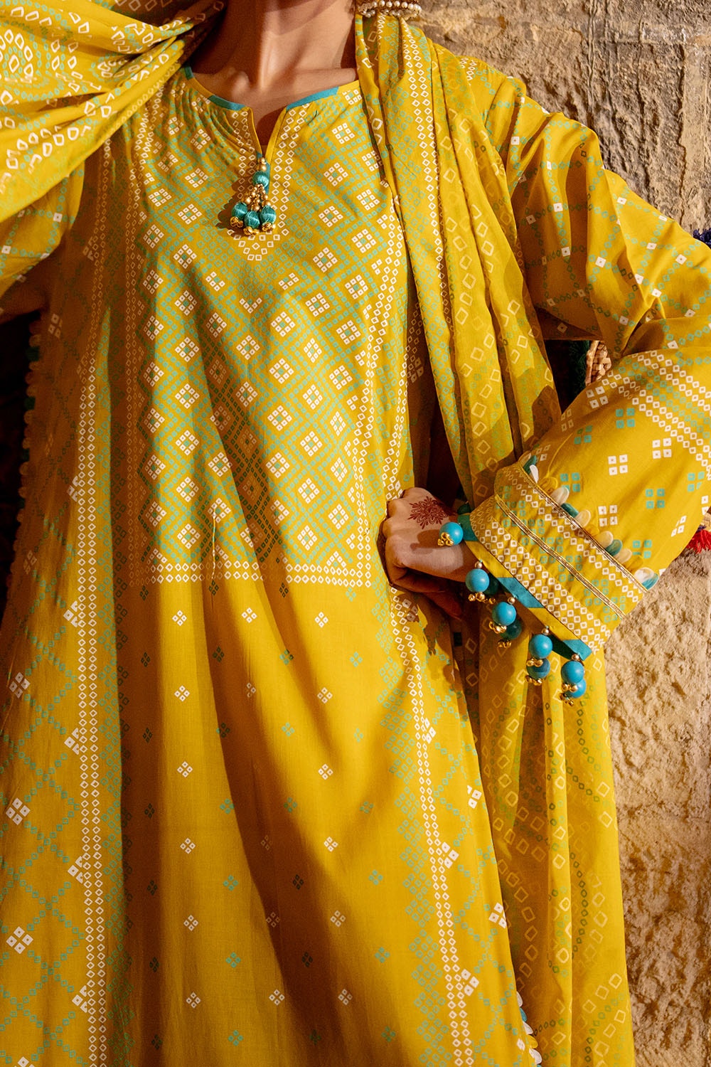 Gul Ahmed | Chunri Lawn 25 | CL-52138 A M Lime Lawn