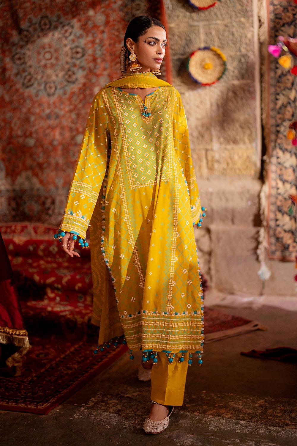 Gul Ahmed | Chunri Lawn 25 | CL-52138 A L Lime Lawn