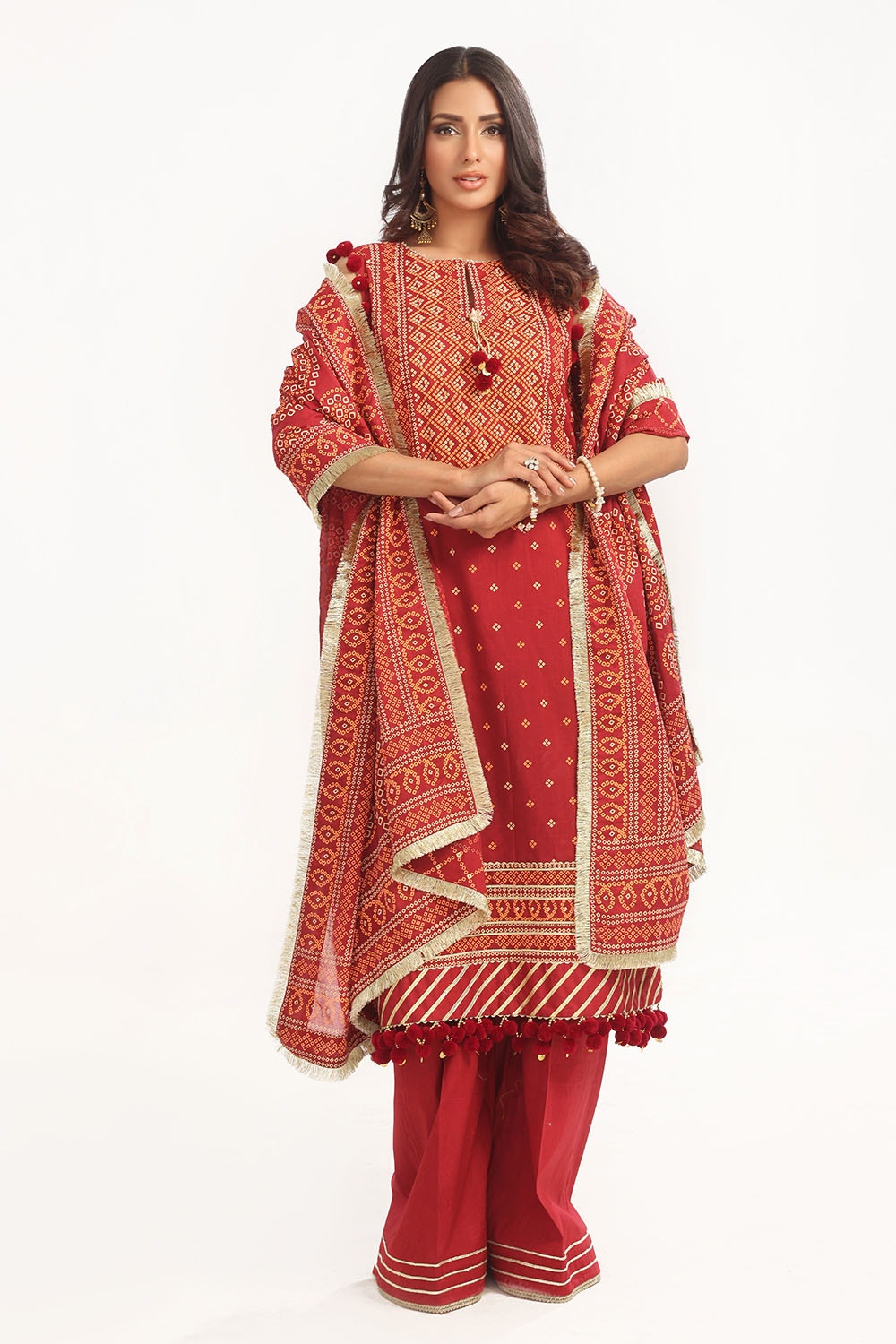 Gul Ahmed | Chunri Lawn 25 | CL-52138 B XS Rust Lawn