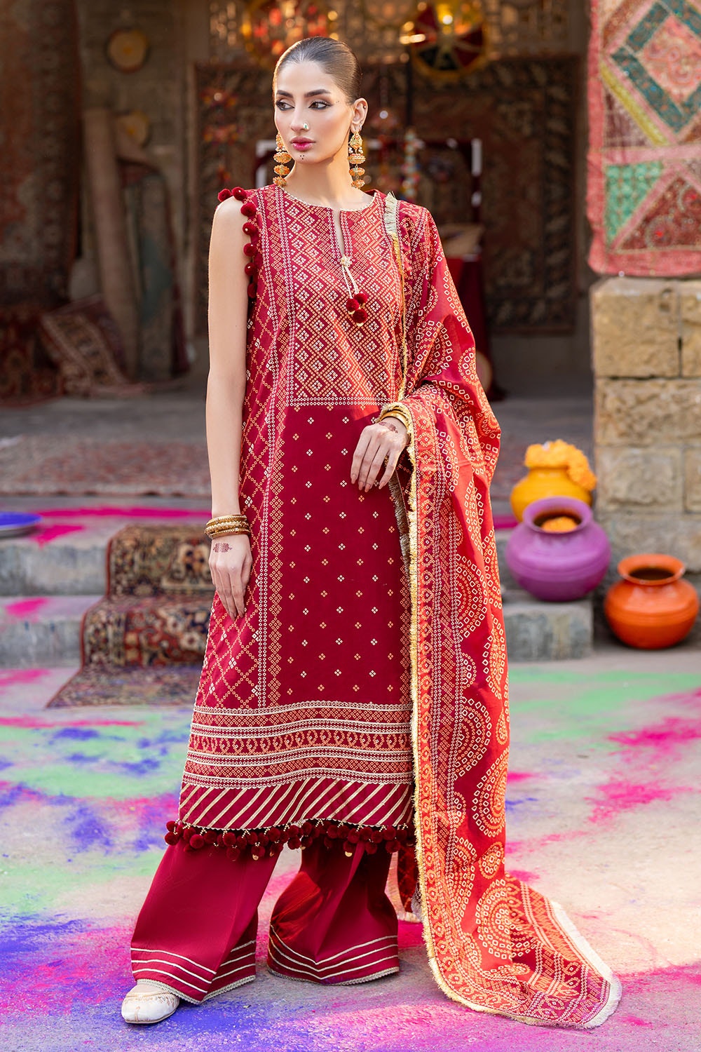 Gul Ahmed | Chunri Lawn 25 | CL-52138 B L Rust Lawn