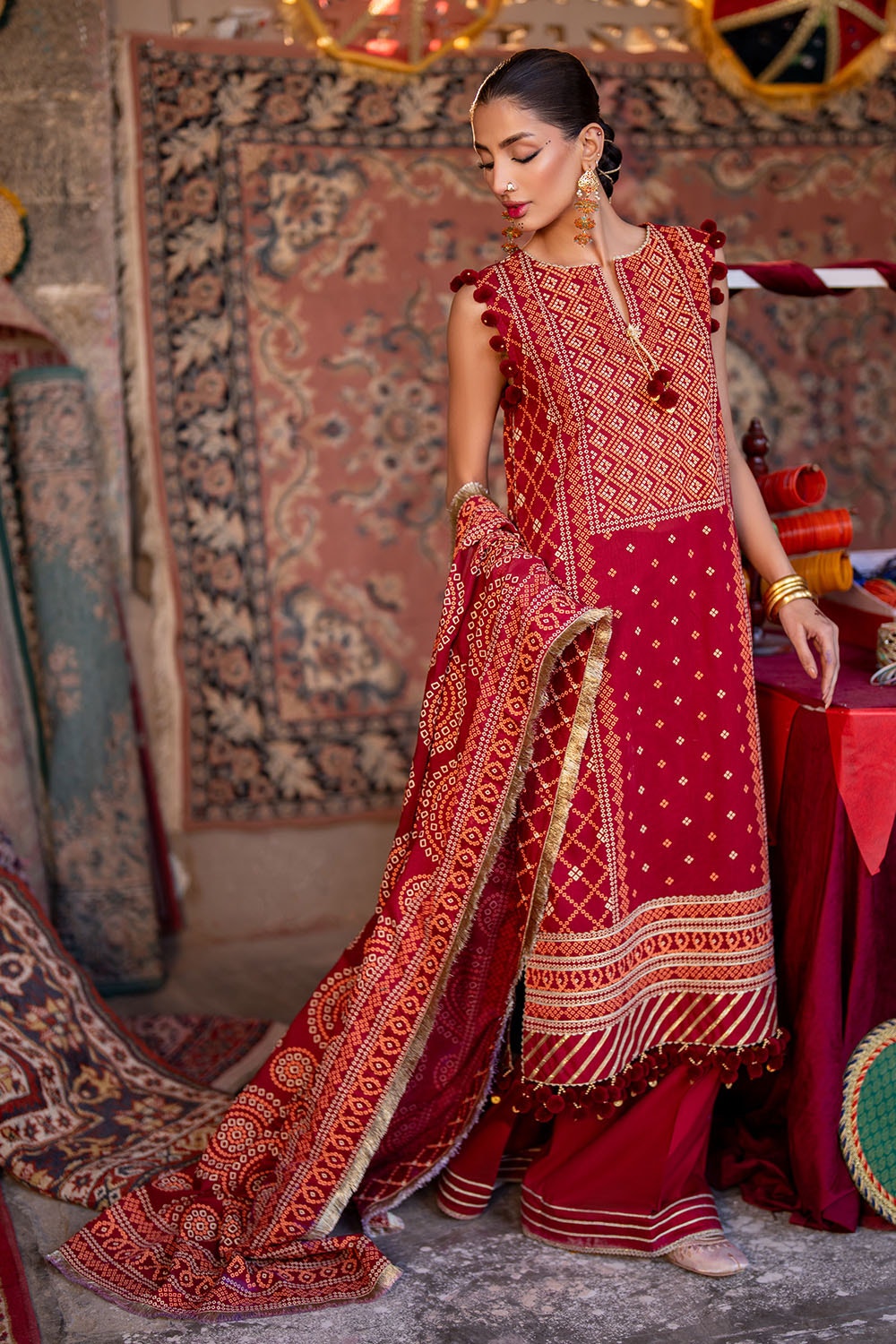 Gul Ahmed | Chunri Lawn 25 | CL-52138 B XL Rust Lawn