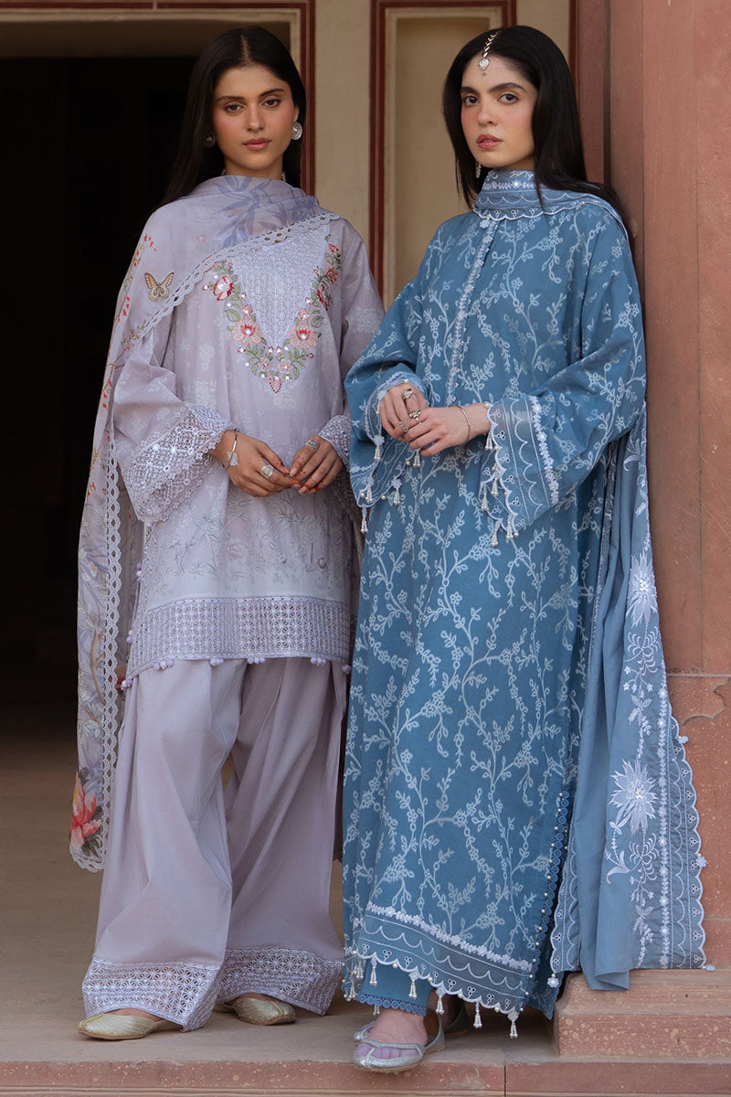 Cross Stitch | Eid Lawn Edit 25 | SILVER MIST XL Blue Gray Jacquard