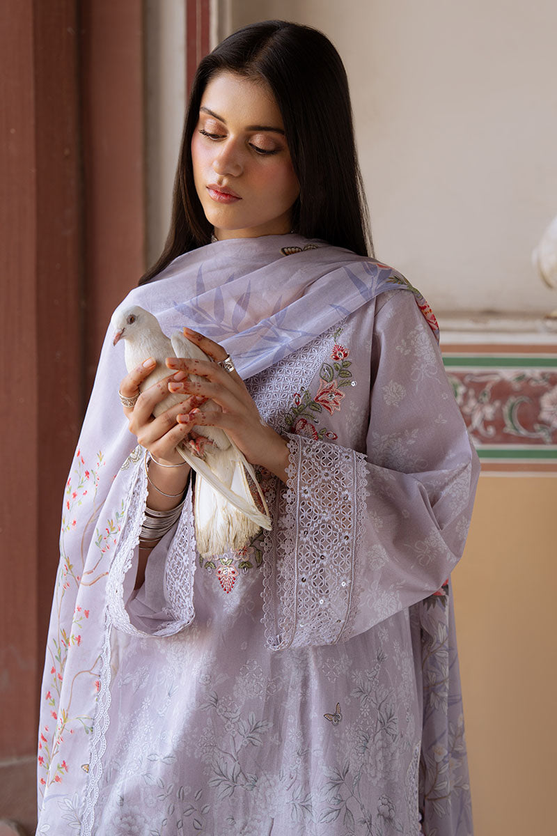 Cross Stitch | Eid Lawn Edit 25 | VIOLET POSY M Lilac Gray Lawn