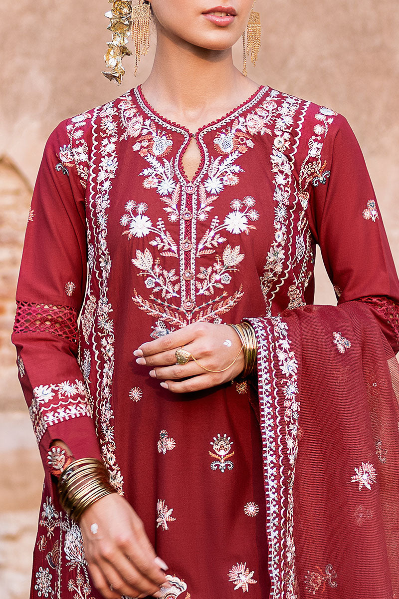 Cross Stitch | Eid Lawn Edit 25 | ROUGE ZEST M Red Lawn