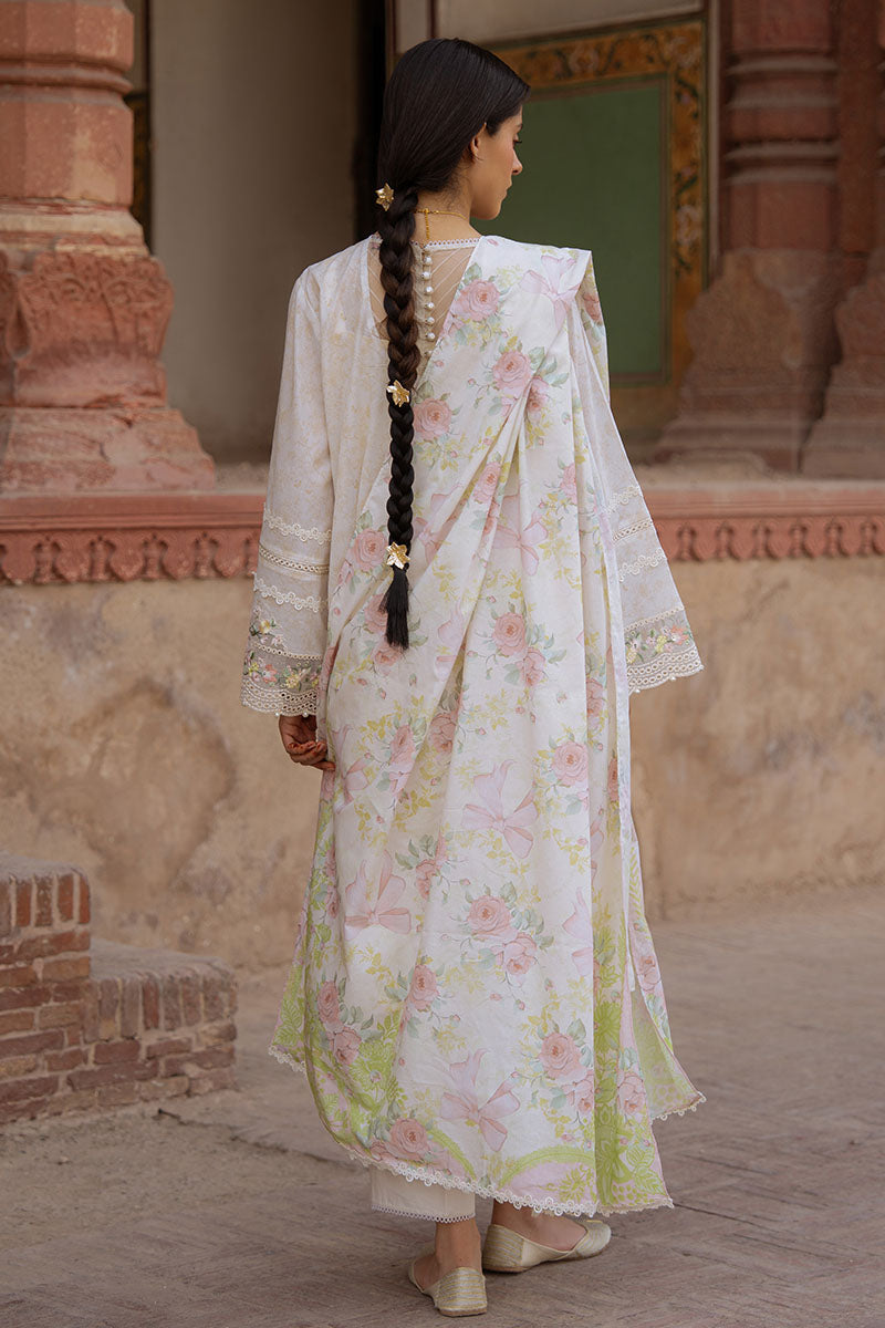 Cross Stitch | Eid Lawn Edit 25 | FLORAL GARLAND S Off White Lawn