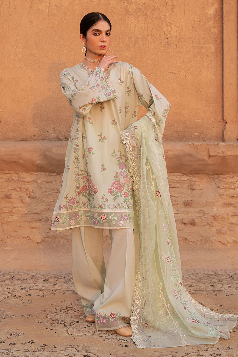 Cross Stitch | Eid Lawn Edit 25 | CITRINE AURA L Mint Green Lawn