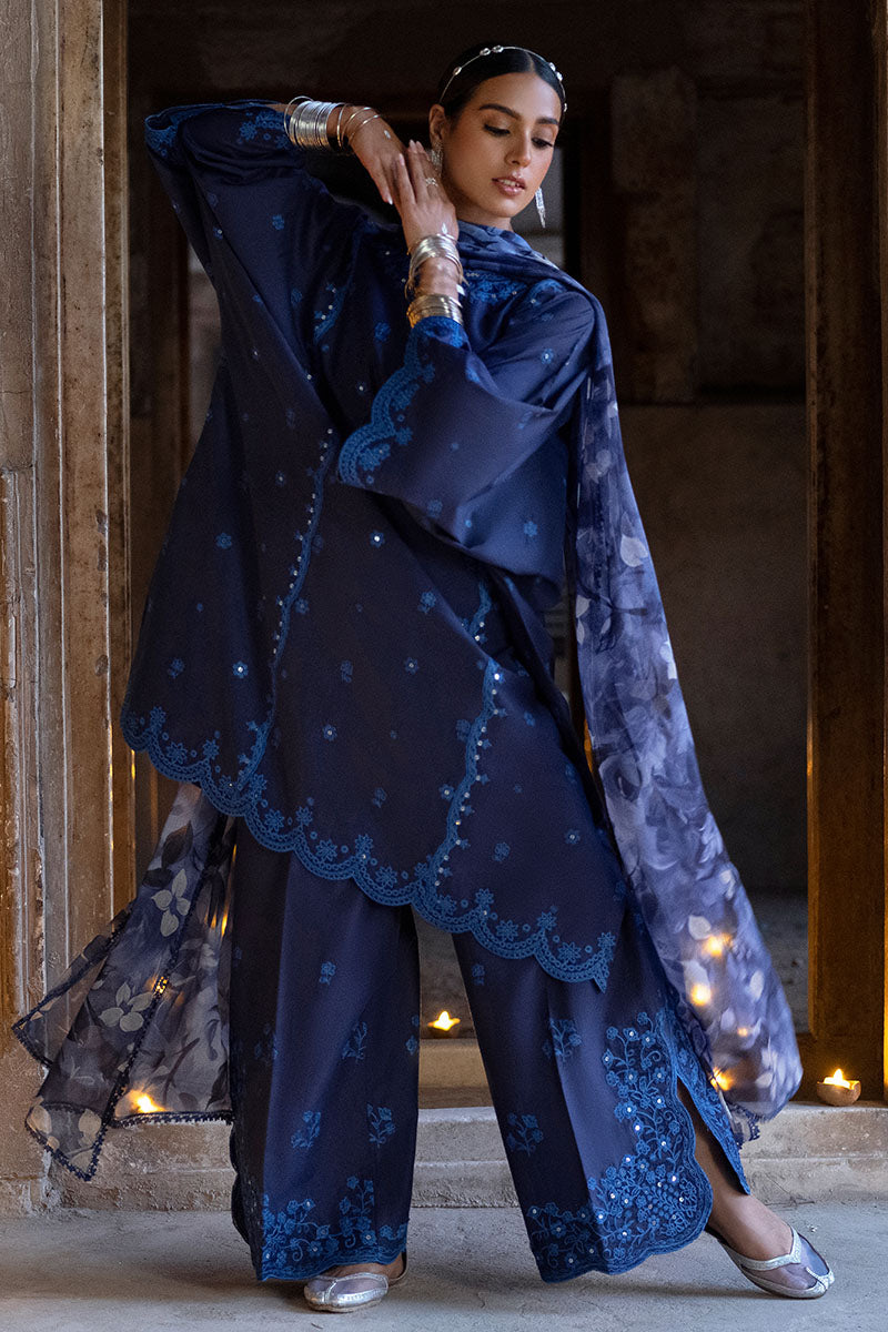 Cross Stitch | Eid Lawn Edit 25 | STAR GAZE L Navy Blue Lawn