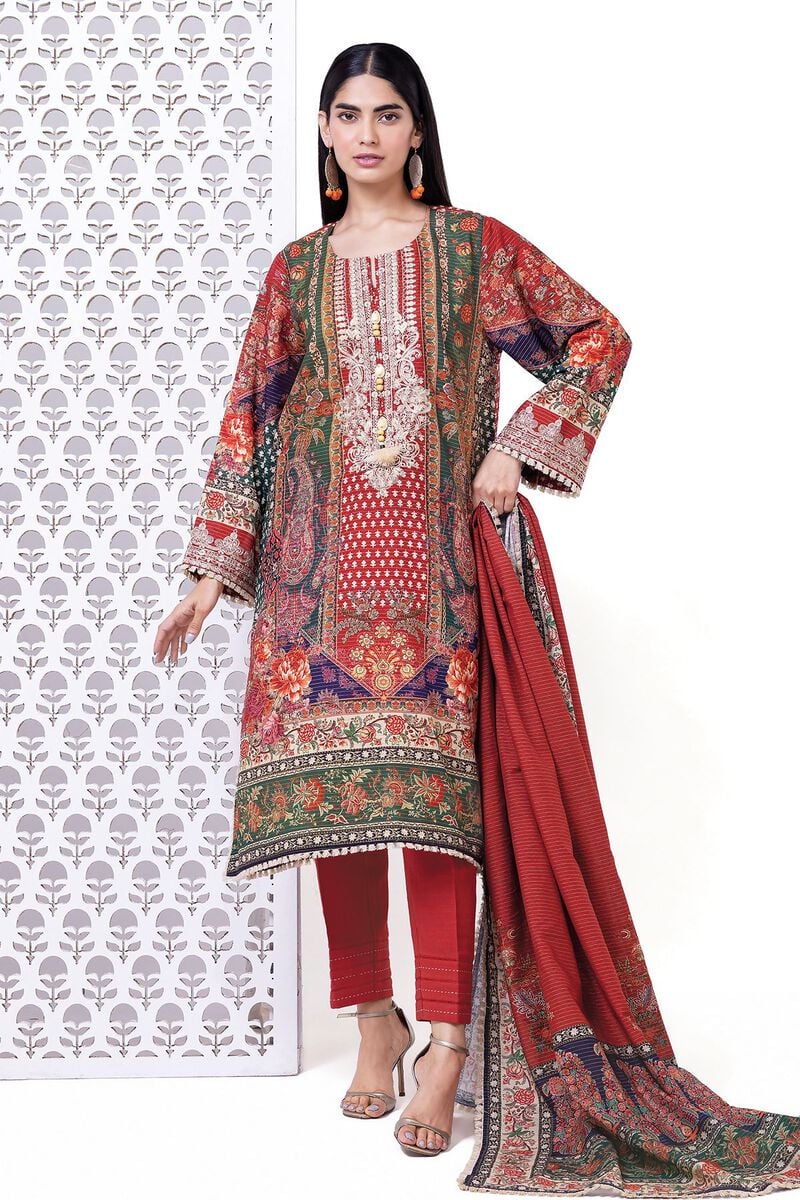 Khaadi | My Winter Mood | LKM02 L Deep Red Khaddar Messuri