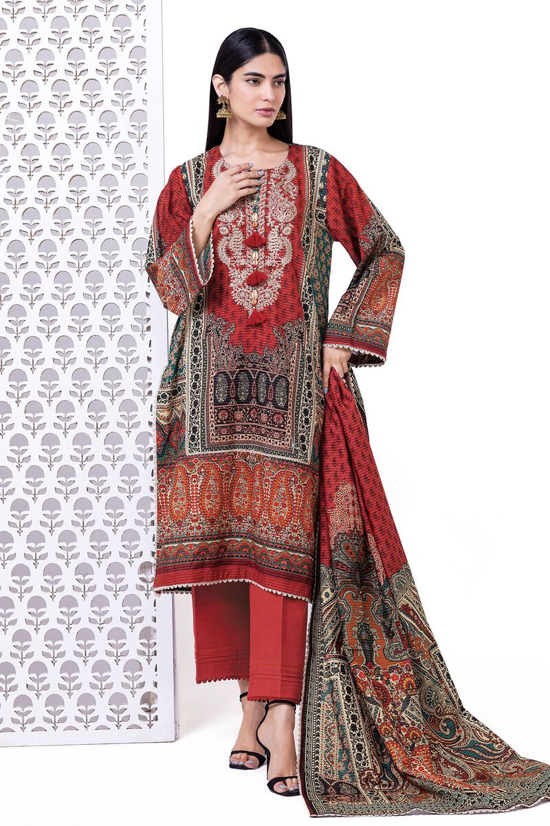 Khaadi | My Winter Mood | LKM06 XS Deep Red Khaddar Messuri