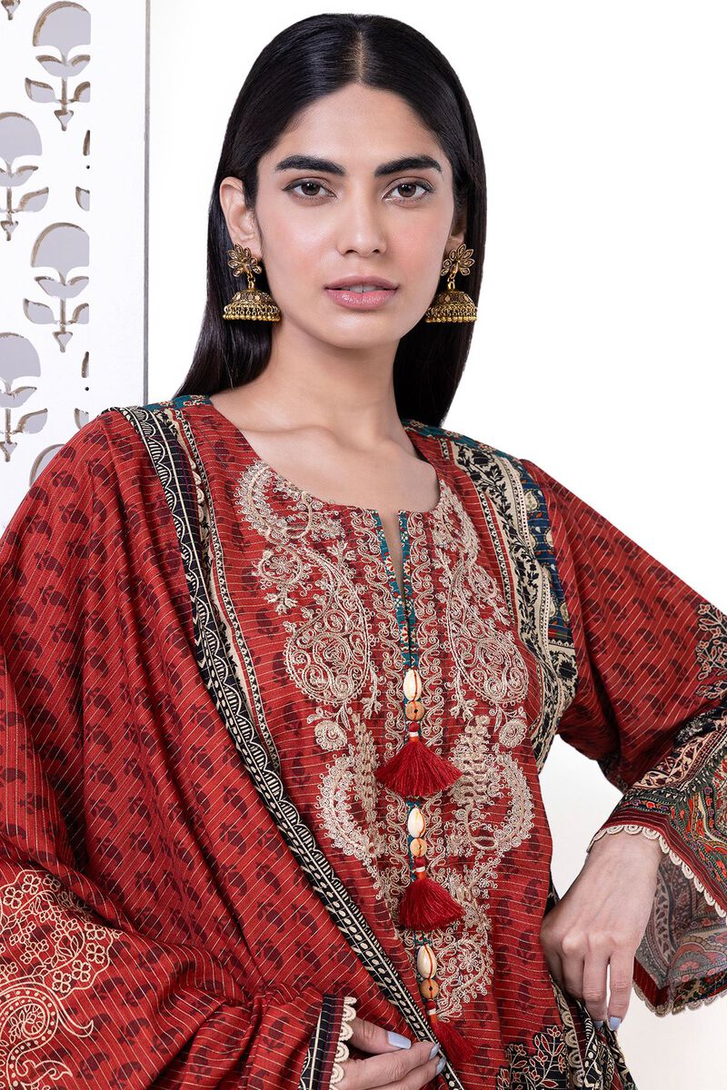Khaadi | My Winter Mood | LKM06 L Deep Red Khaddar Messuri