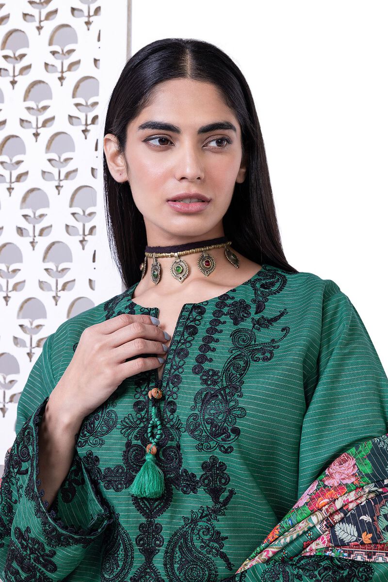 Khaadi | My Winter Mood | LKM10 L Teal Green Khaddar Messuri