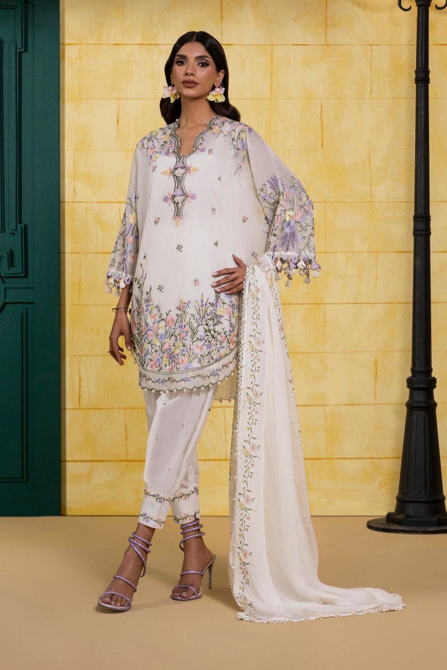 Sana Safinaz | Muzlin Spring 25 | M251-003A-3CJ XS Off White Net
