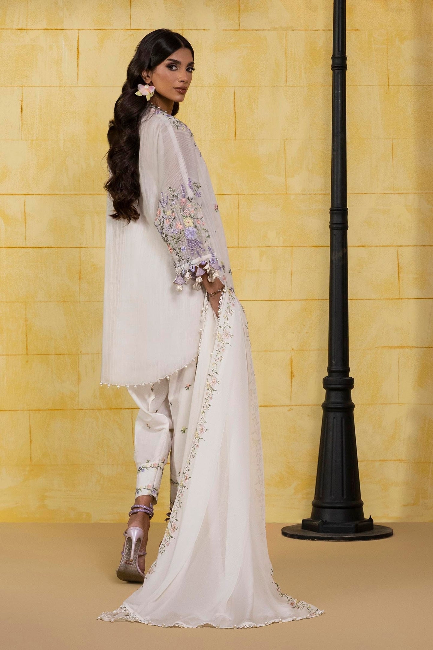 Sana Safinaz | Muzlin Spring 25 | M251-003A-3CJ S Off White Net