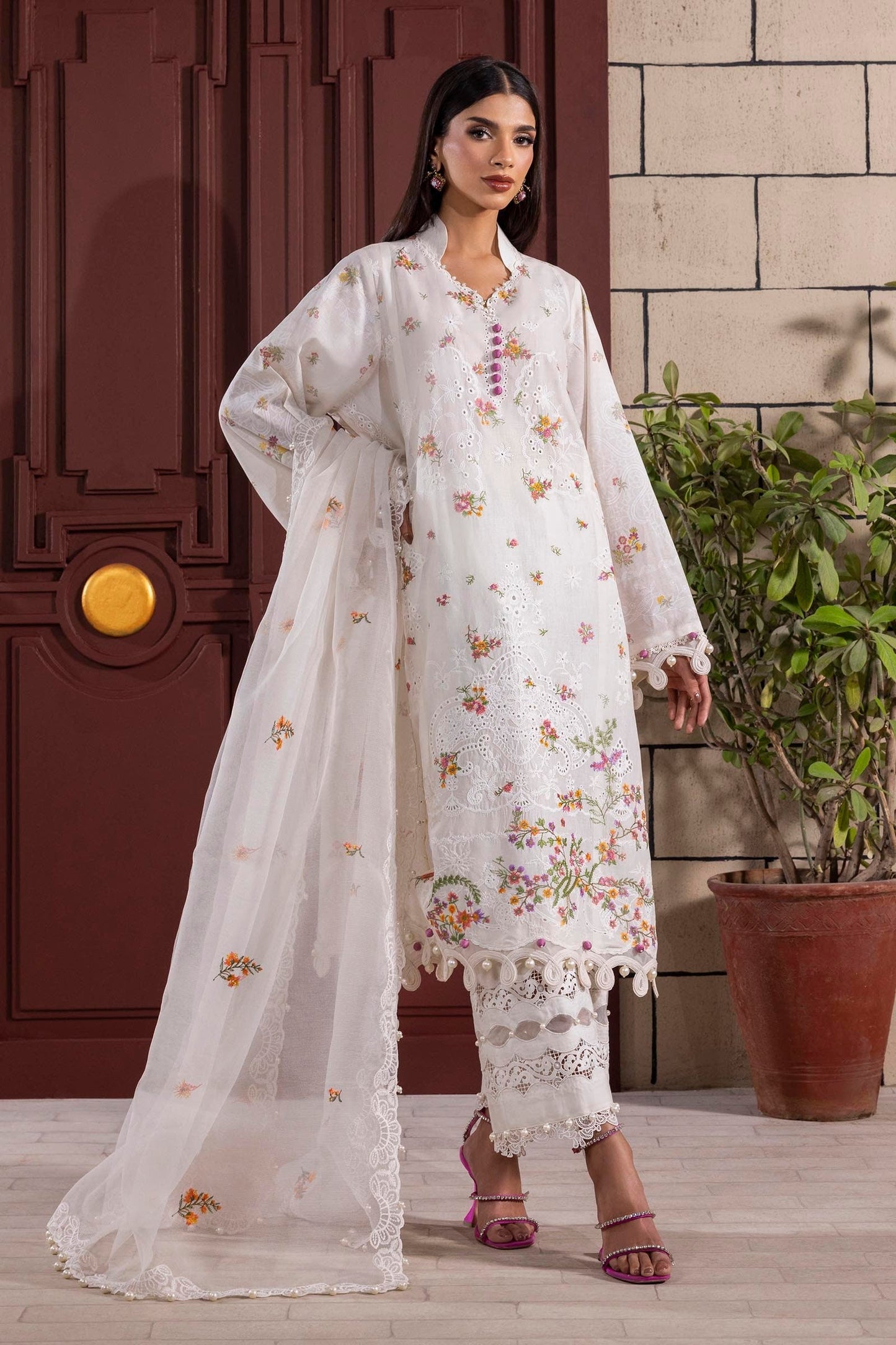 Sana Safinaz | Muzlin Spring 25 | M251-004A-3CT XS White Lawn