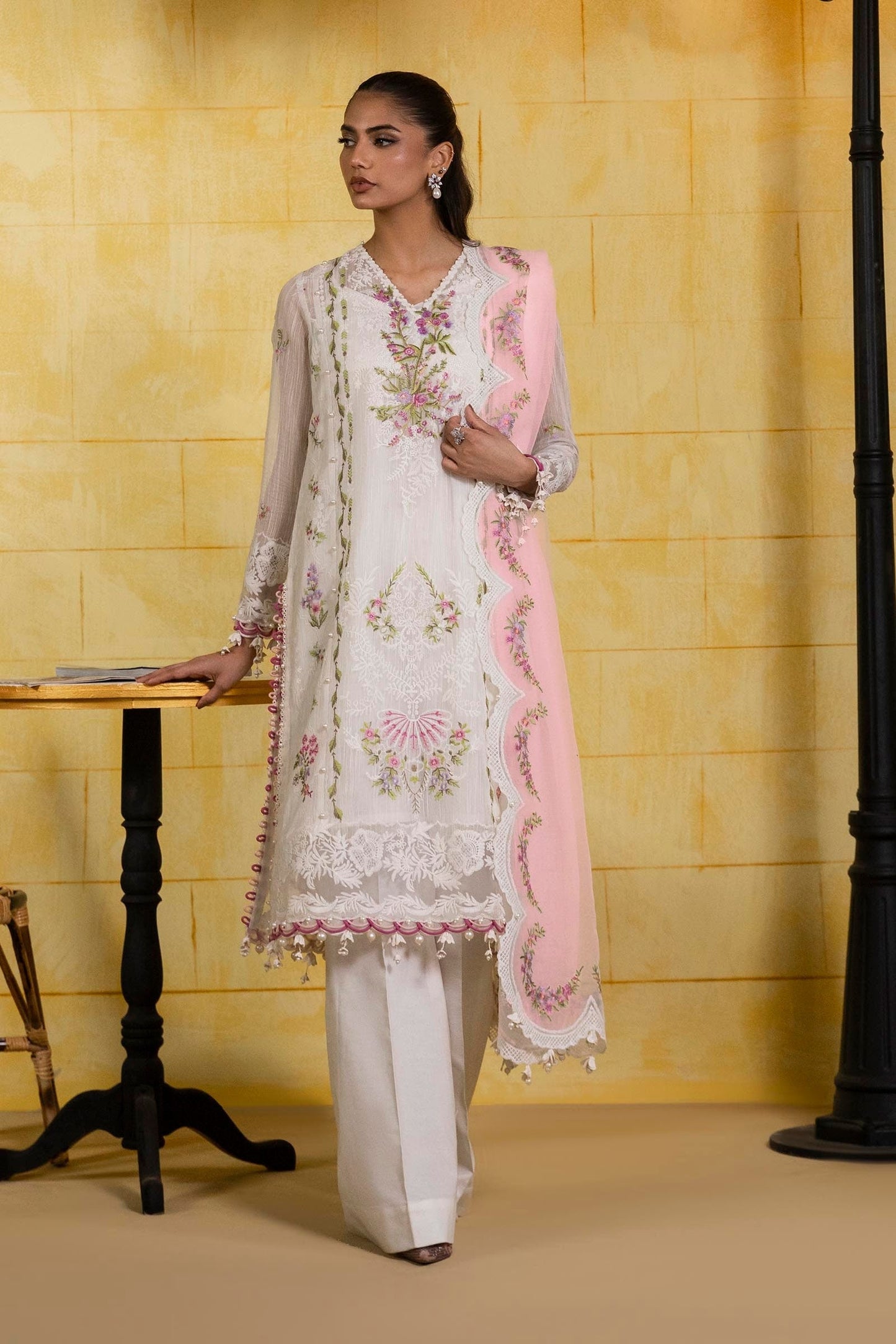 Sana Safinaz | Muzlin Spring 25 | M251-009A-3CT XS White Net