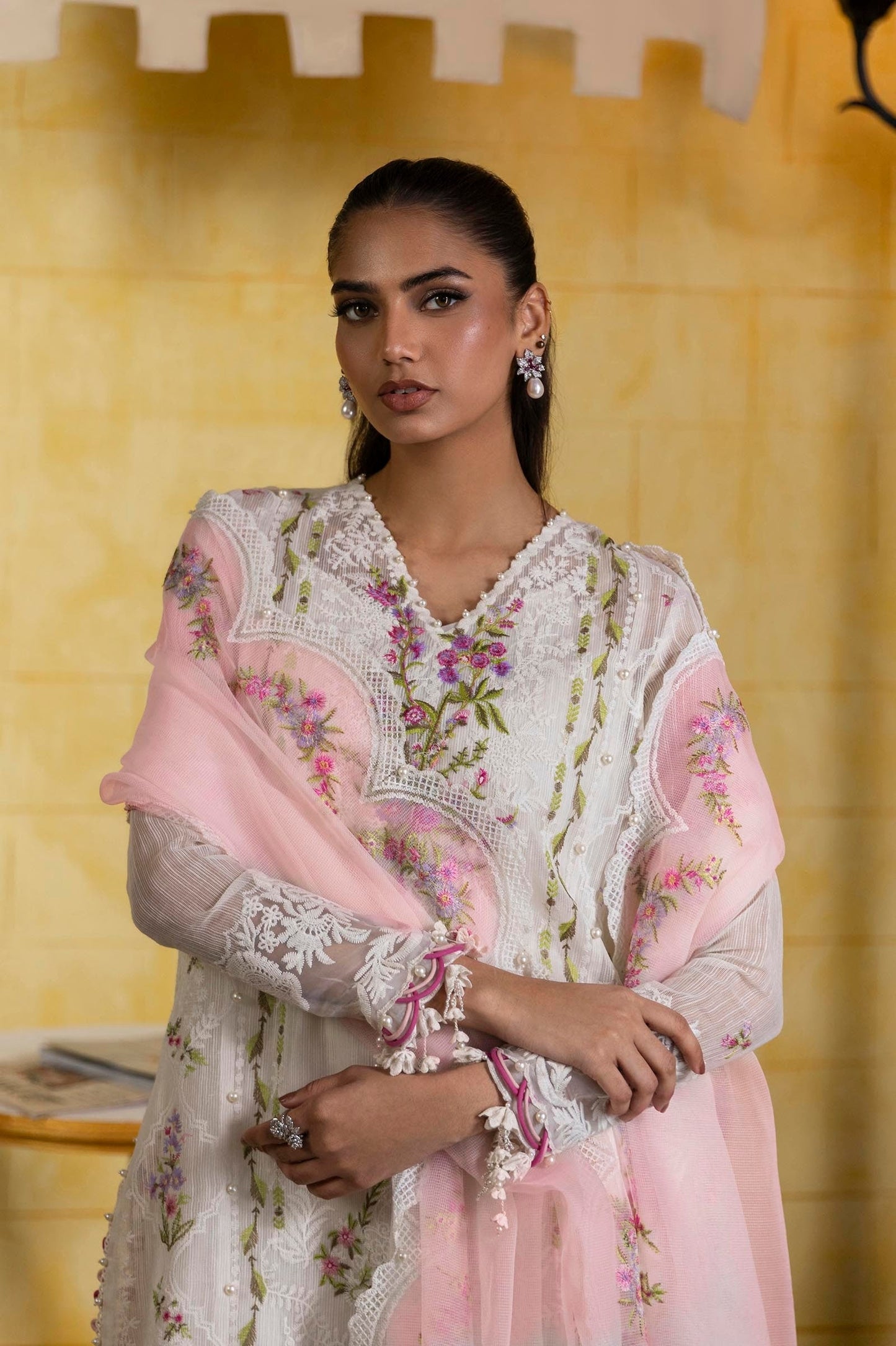 Sana Safinaz | Muzlin Spring 25 | M251-009A-3CT M White Net