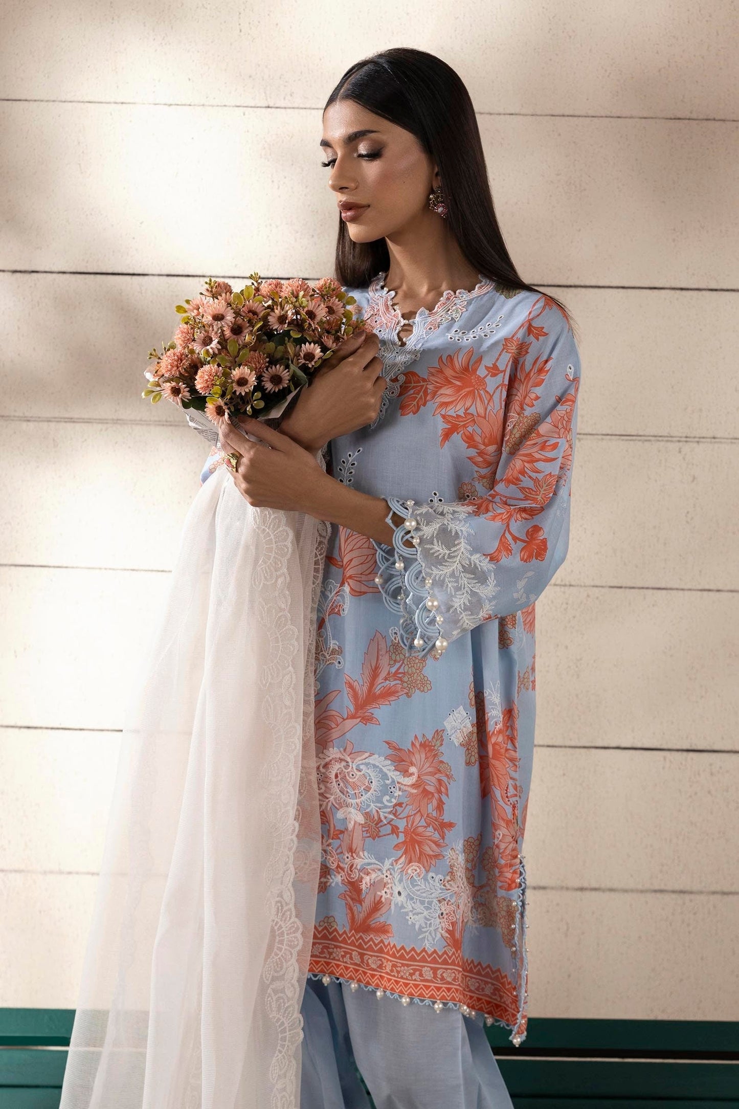 Sana Safinaz | Muzlin Spring 25 | M251-020B-3CS M Light Blue Gray Lawn