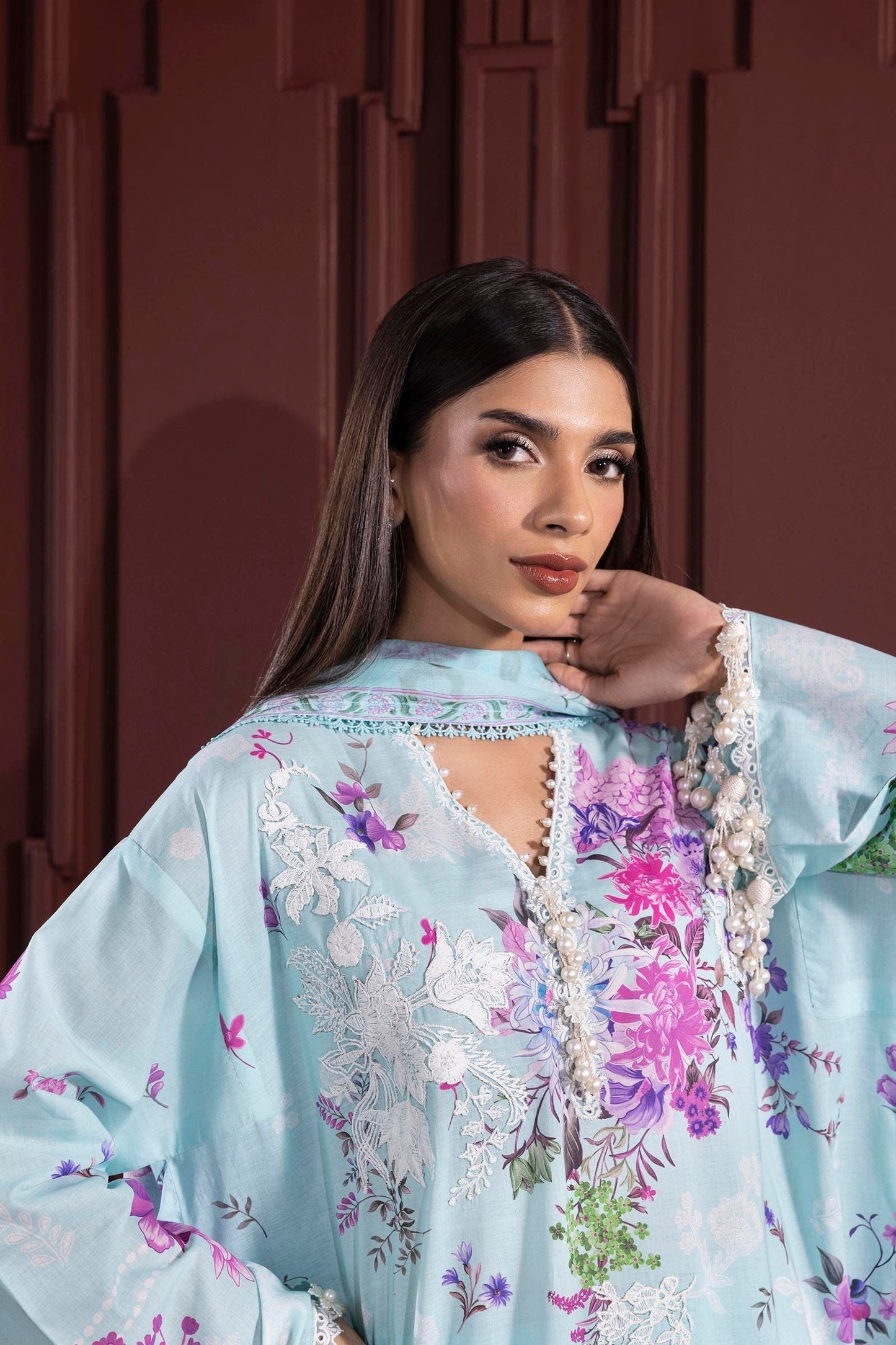 Sana Safinaz | Muzlin Spring 25 | M251-025B-3CJ M Ice Blue Lawn