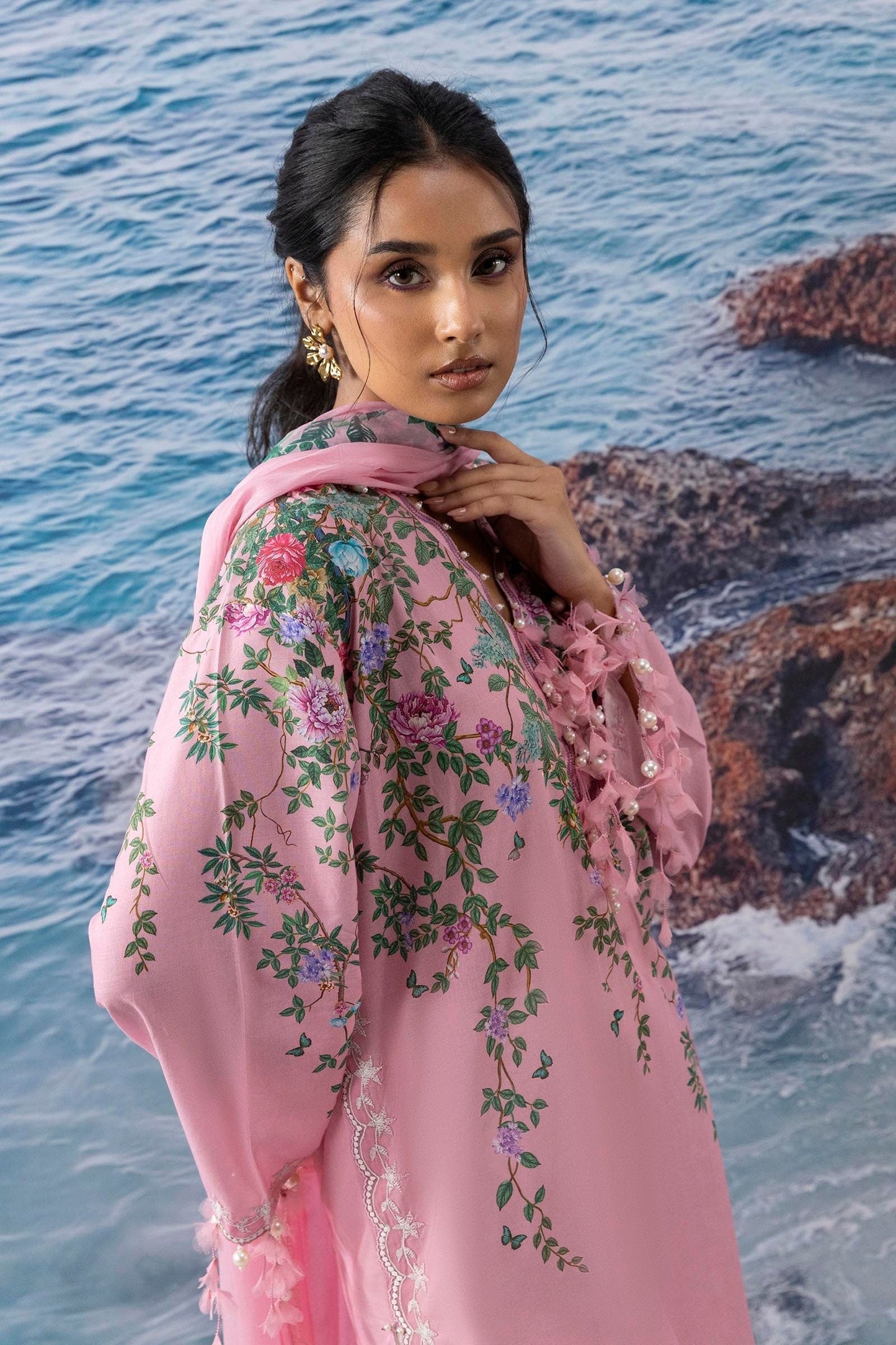 Sana Safinaz | Muzlin Summer 25 | 002A M Salmon Pink Lawn