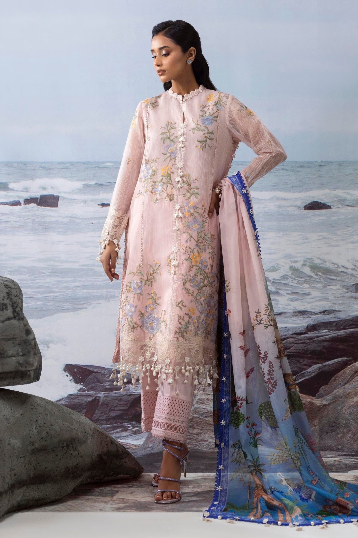 Sana Safinaz | Muzlin Summer 25 | 013B XS Pale Pink Net