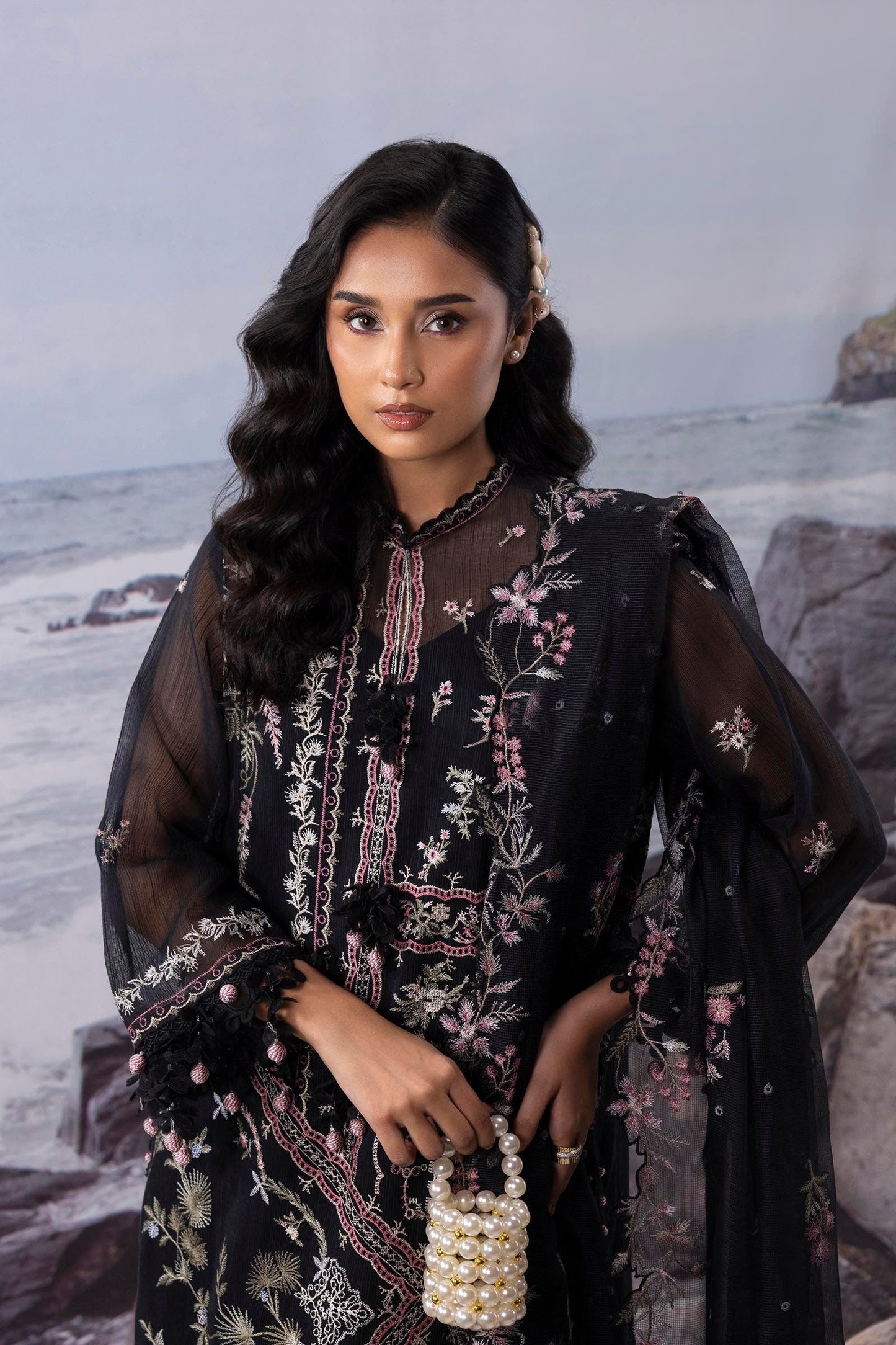 Sana Safinaz | Muzlin Summer 25 | 014A M Black Net