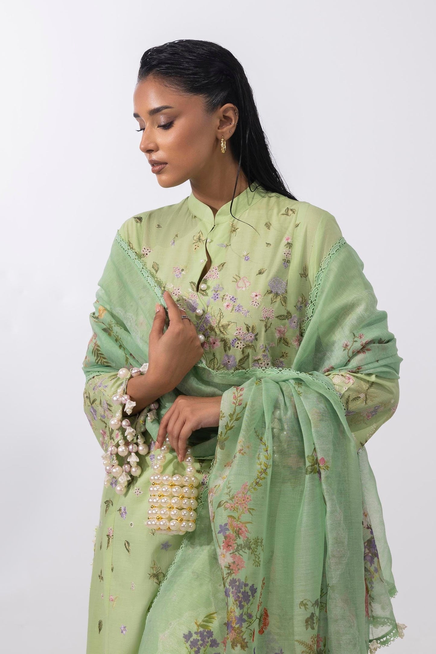 Sana Safinaz | Muzlin Summer 25 | 015B M Sage Lawn
