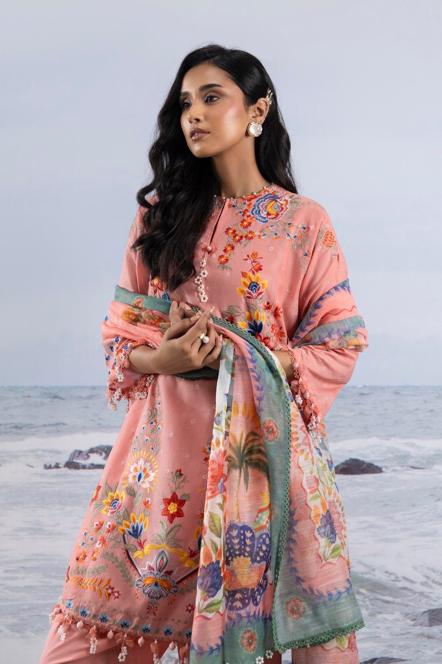Sana Safinaz | Muzlin Summer 25 | 018B M Salmon Pink Lawn
