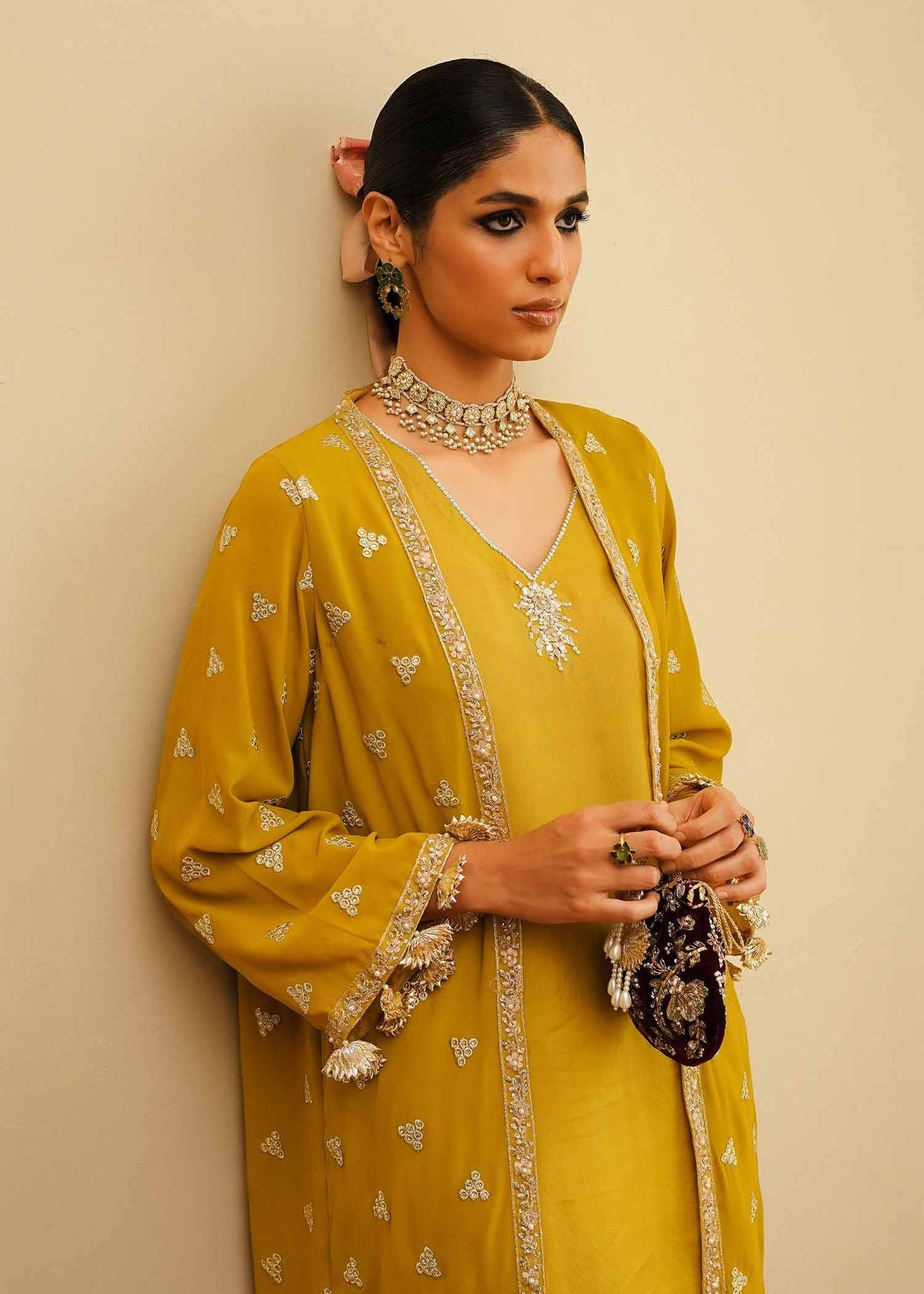 Mahgul | Eid Edit 2024 | Mustard Shine - Pakistani Designer Dress - by Mahgul | Type: Luxury - 100% Original at Saira Sultan