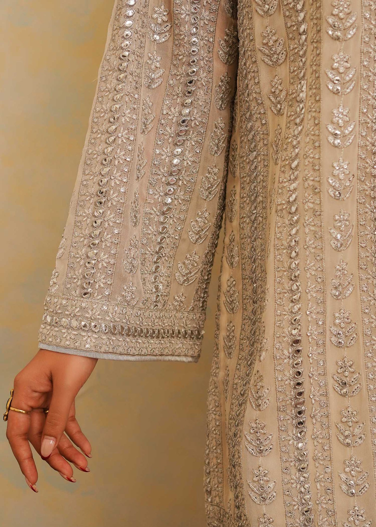 Mahgul | Eid Edit 2024 | Crushed Silver - Pakistani Designer Dress - by Mahgul | Type: Luxury - 100% Original at Saira Sultan