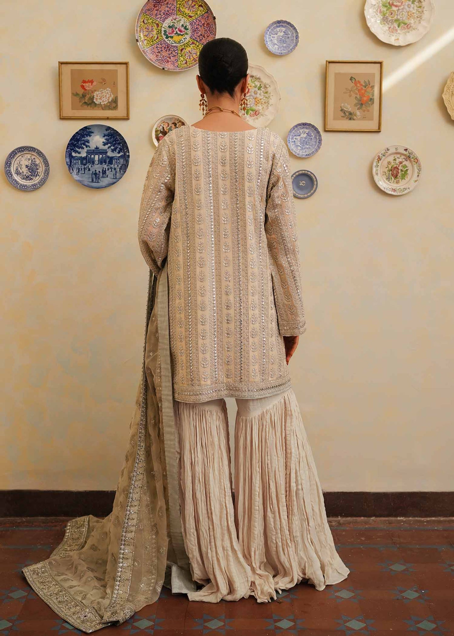 Mahgul | Eid Edit 2024 | Crushed Silver - Pakistani Designer Dress - by Mahgul | Type: Luxury - 100% Original at Saira Sultan