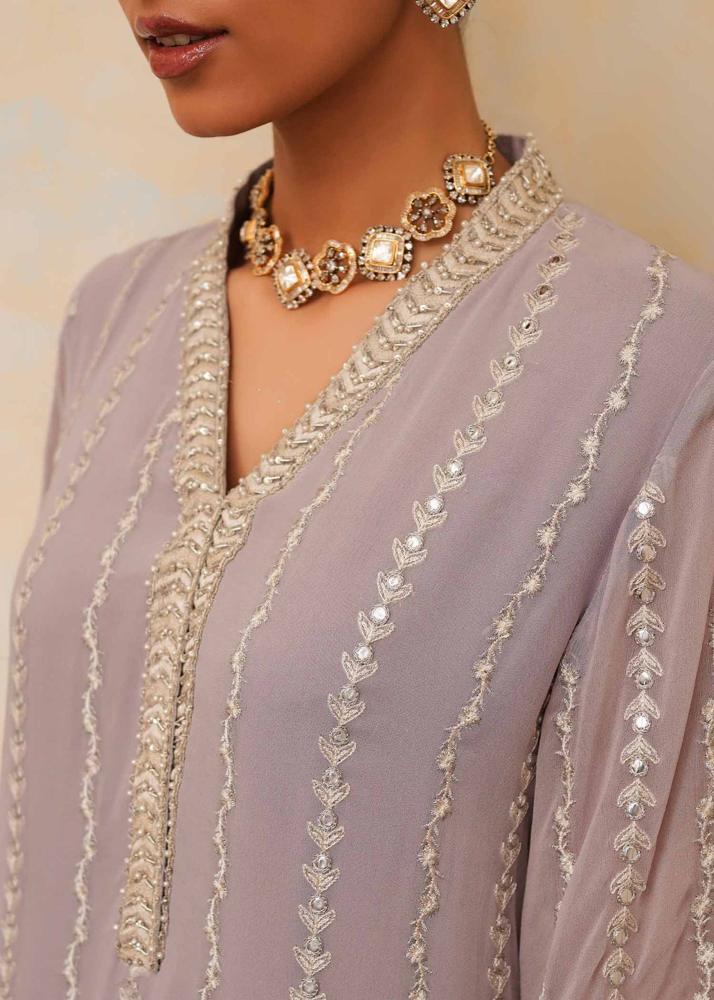 Mahgul | Eid Edit 2024 | Lavender Lines - Pakistani Designer Dress - by Mahgul | Type: Luxury - 100% Original at Saira Sultan